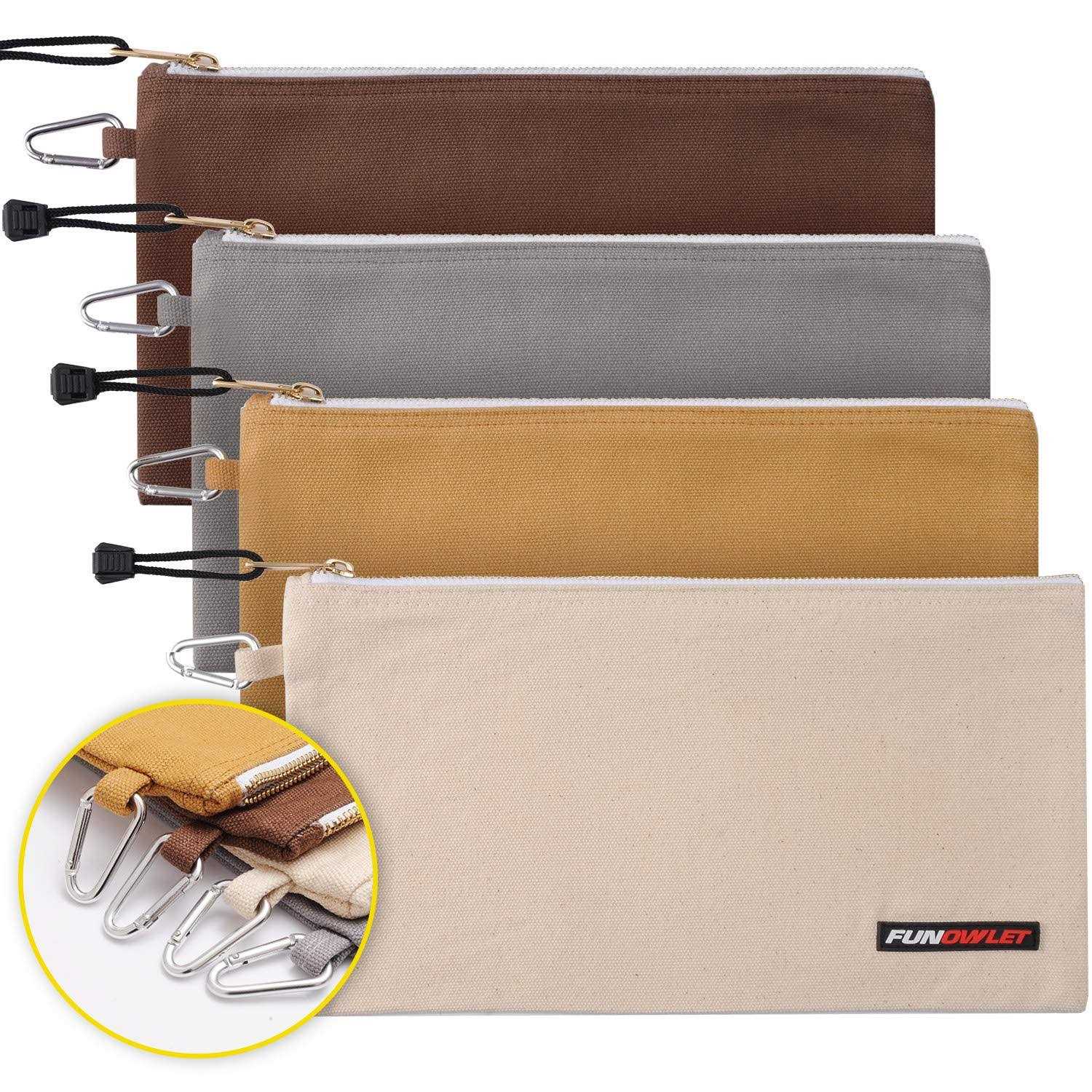 FunOwlet Utility Bag Canvas Zipper Tool Heavy Duty Tools Pouch with Carabiner - Cheap Fitting