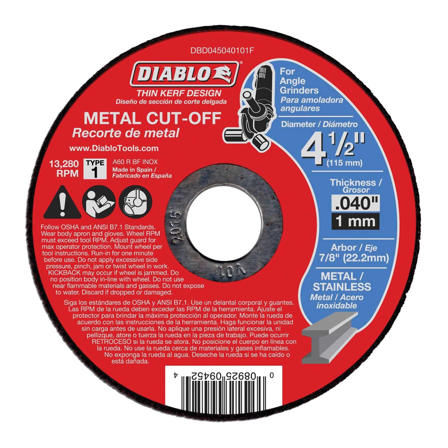 Diablo 4-1/2 in. Metal Cut Off Disc - Cheap Fitting