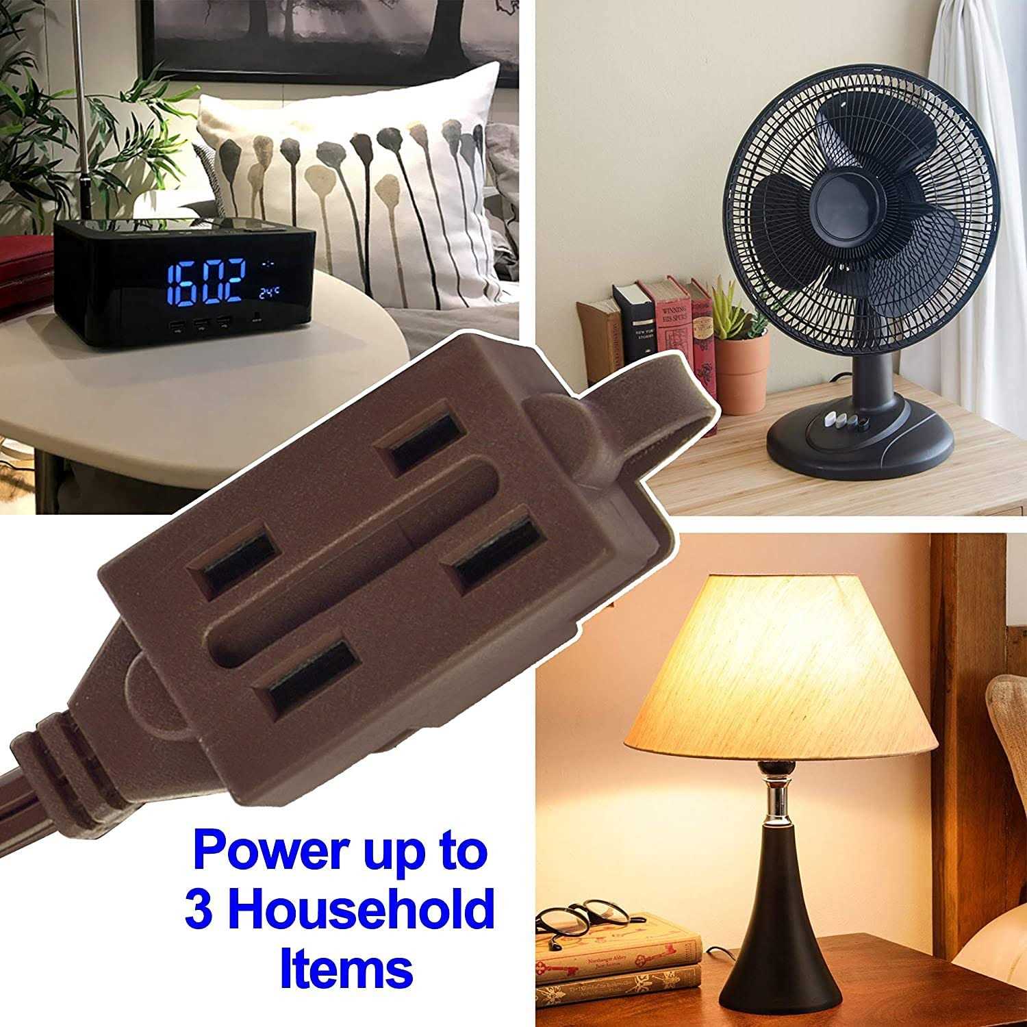 Clear Power 2-Pack 3 Outlet Indoor Extension Cord 16/2 SPT-2 - Cheap Fitting