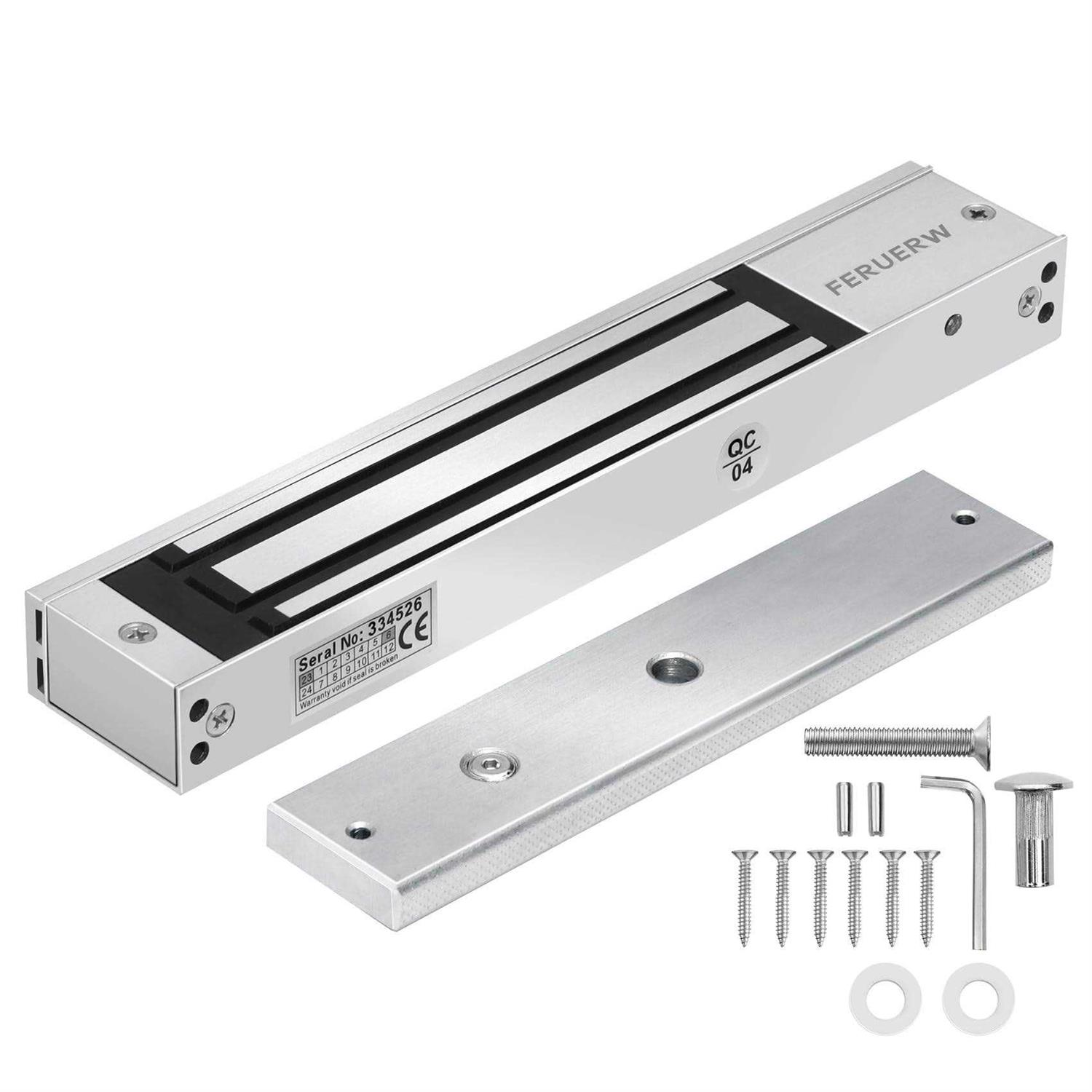 FERUERW 600LBs/280KG Electric Magnetic Lock,Electromagnetic Door Lock Holding Force for Access Control,OutSwinging Door Access Control System,Single - Cheap Fitting