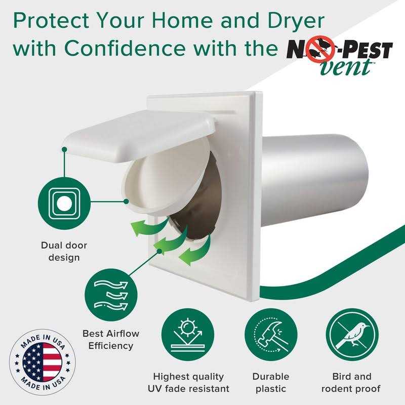 NO-PEST Vent Dual Door Dryer Vent Cover Outdoor 4 inch Made in USA - Cheap Fitting