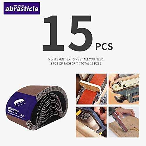 abrasticle 15 Pcs 2 X 42 Inch Assorted Aluminum Oxide Sanding Belt - Cheap Fitting