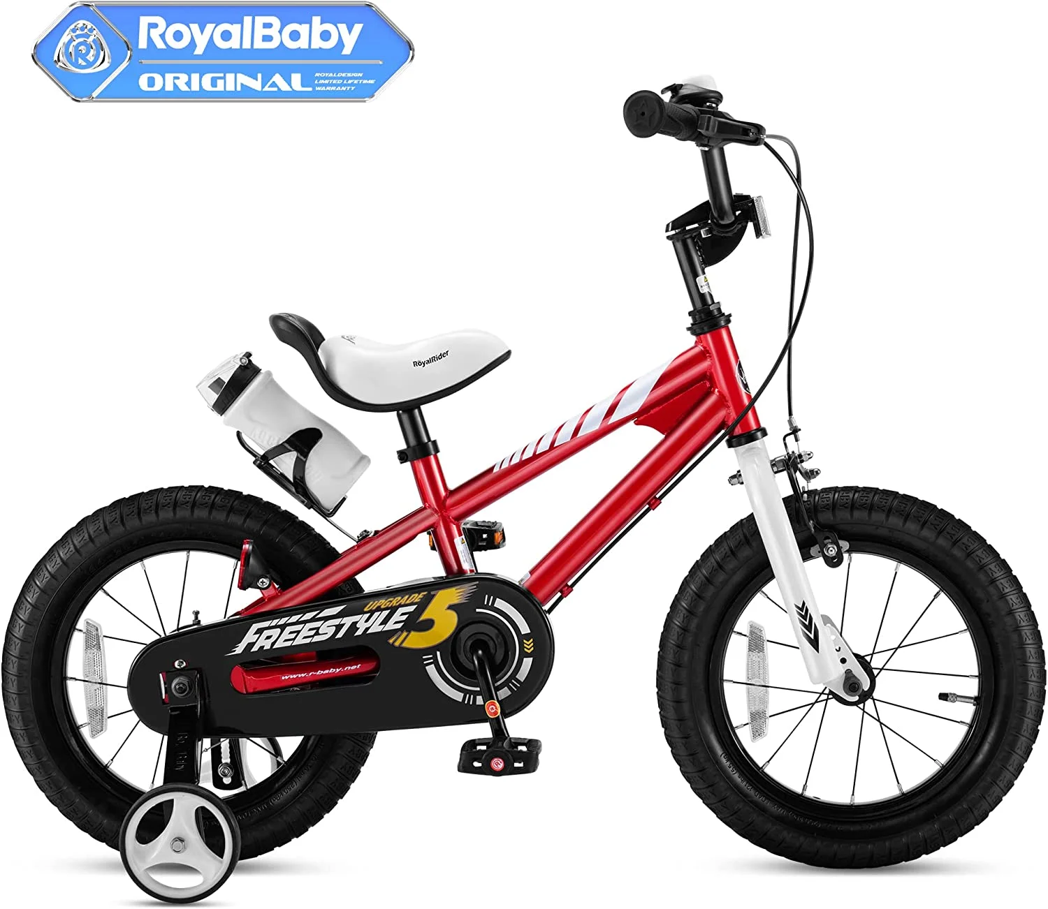Royalbaby Freestyle 14 In Blue Kids Bike Boys and Girls Bike Two hands brakes - Cheap Fitting