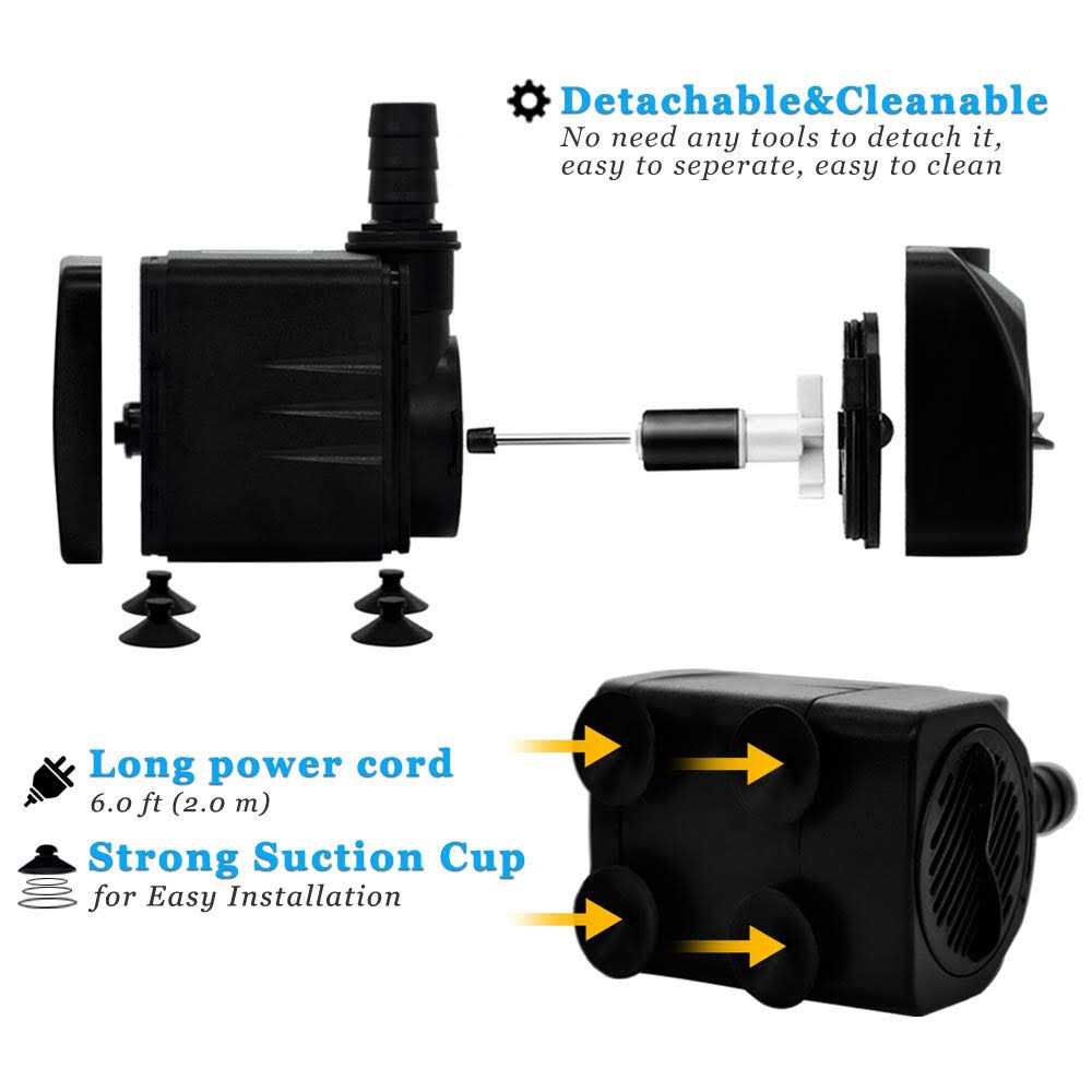Pulaco 400gph Submersible Water Pump with 5 ft Tubing 25W durable Fountain Water Pump for Pond Fountain - Cheap Fitting