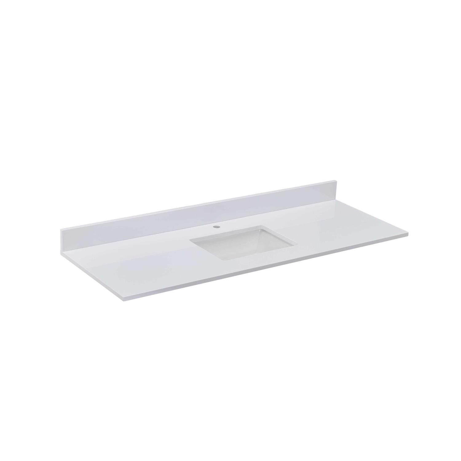 Altair-3 61 in. Composite Stone Vanity Top in Milano White with White Sink - Cheap Fitting