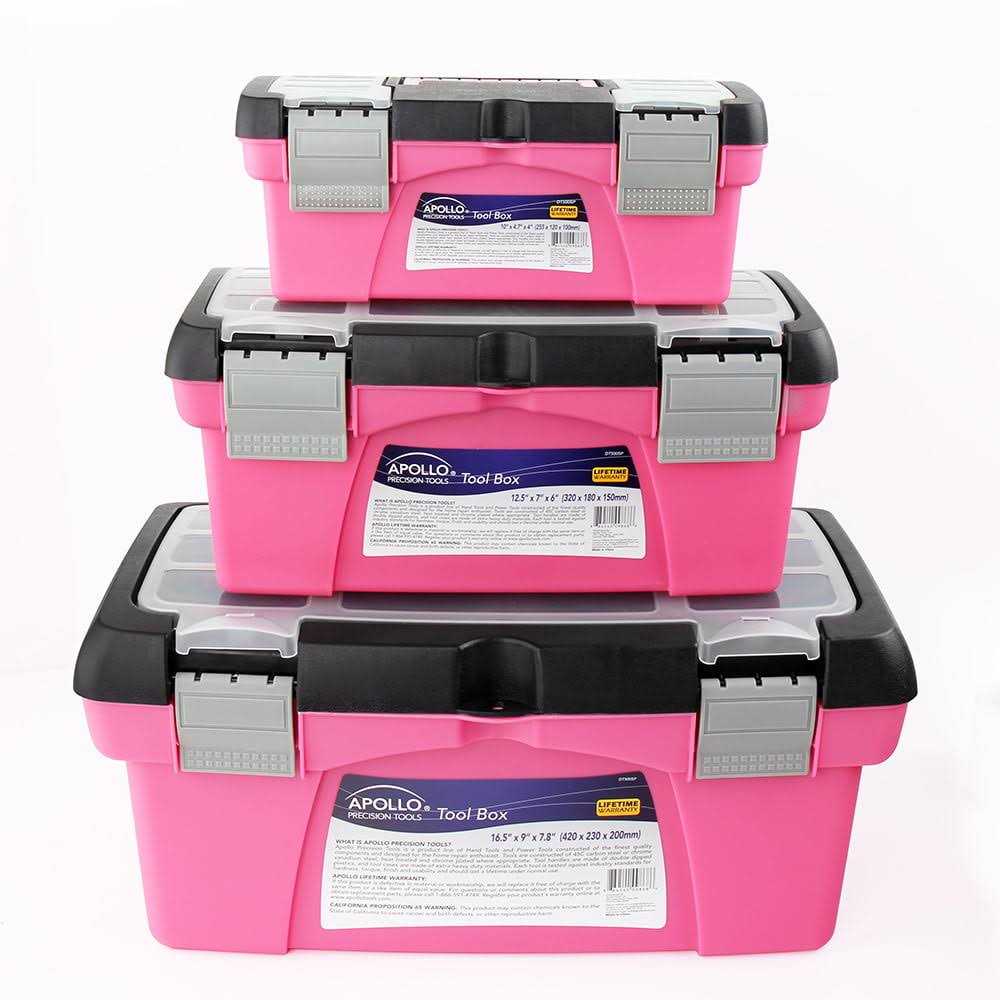 Apollo Tools 3pc DT5005P Tool Box Pink - Cheap Fitting