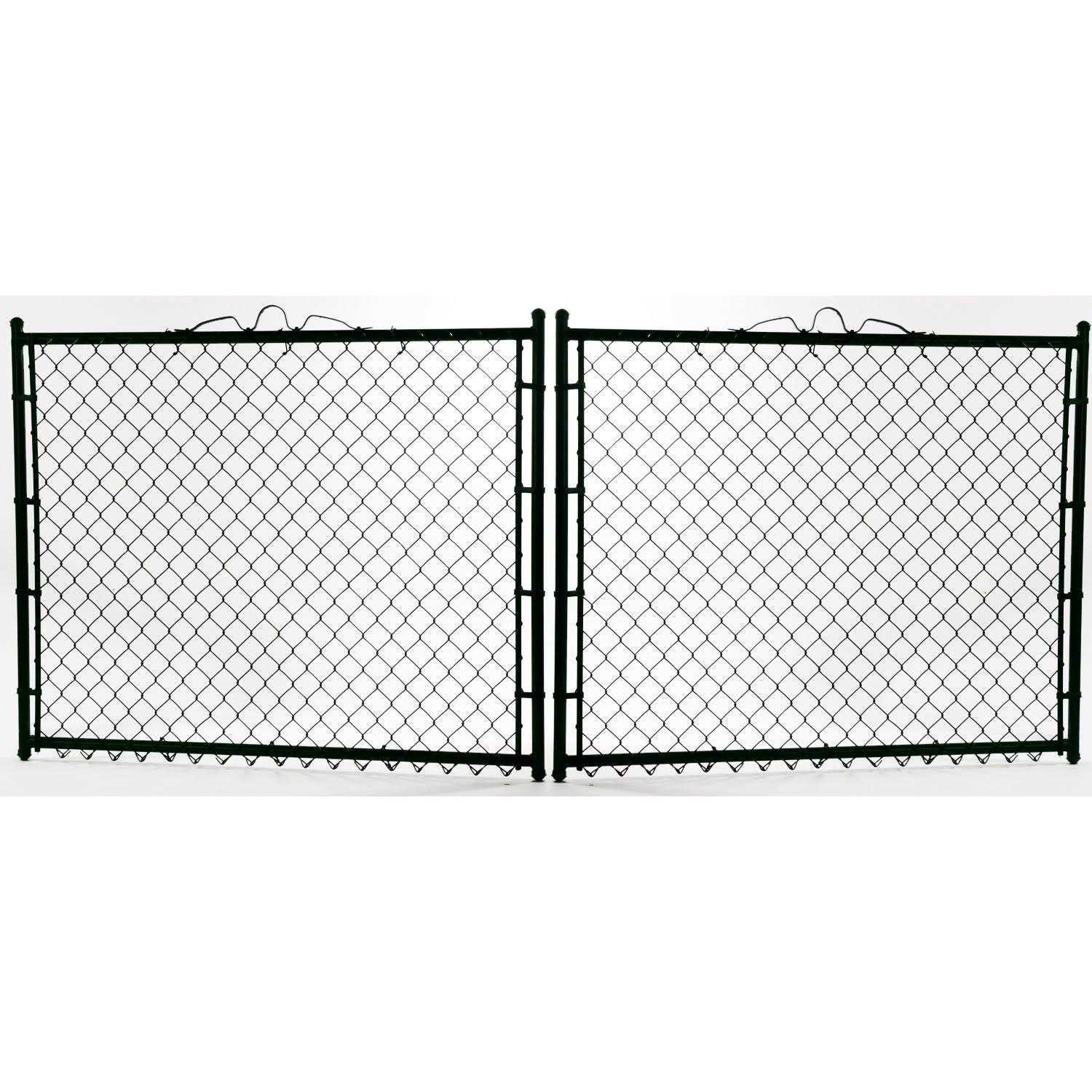 Unbranded 4-ft H x 10-ft W Vinyl coated Vinyl-coated Steel Drive-thru Chain Link Fence Gate with Mesh Size 2-in 58090318 - Cheap Fitting