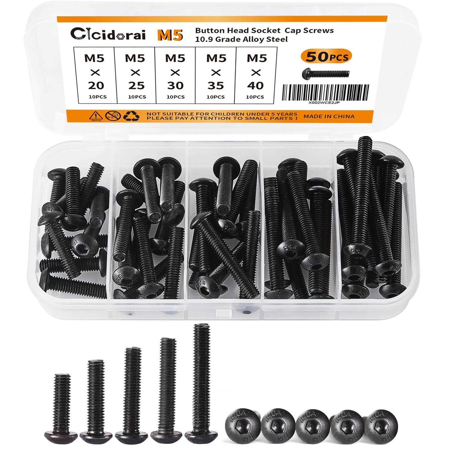 Cicidorai M5 x 20mm 25mm Button Head Socket Cap Screws Bolts	Cicidorai M5 x 20mm 25mm Button Head Socket Cap Screws Bolts - Cheap Fitting