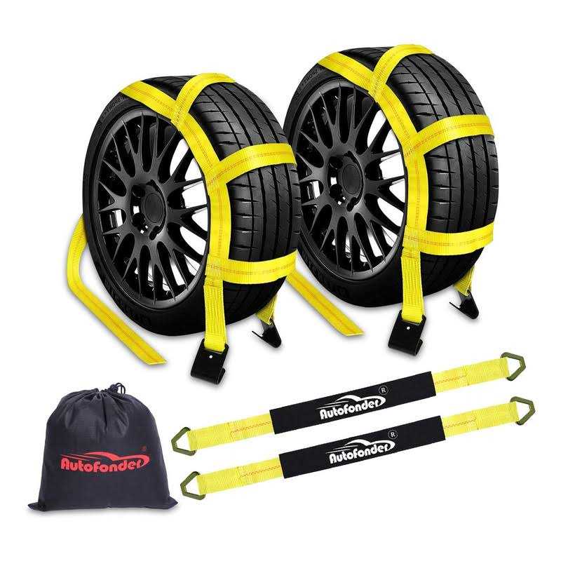 Autofonder 2Pc Tow Dolly Basket Straps with Flat Hook for 14-17 Tires -10,000 lbs Breaking Strength Tire Bonnet - Cheap Fitting