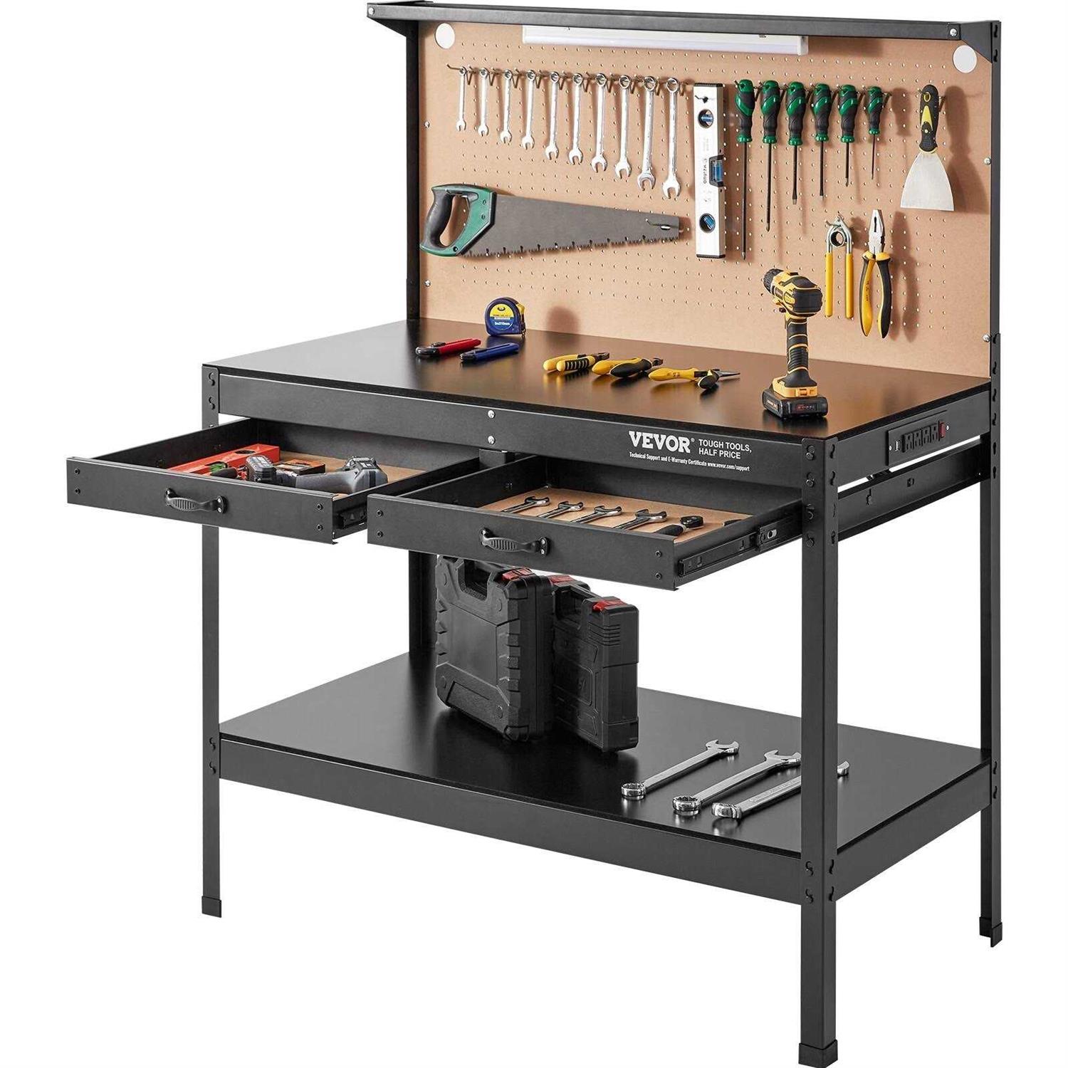 VEVOR Workbench A3 Steel Work Bench for Garage max 1500W Heavy Duty Workbench 220lbs Weight Capacity 0.47 Bench top Thickness Hardwood Workbench - Cheap Fitting