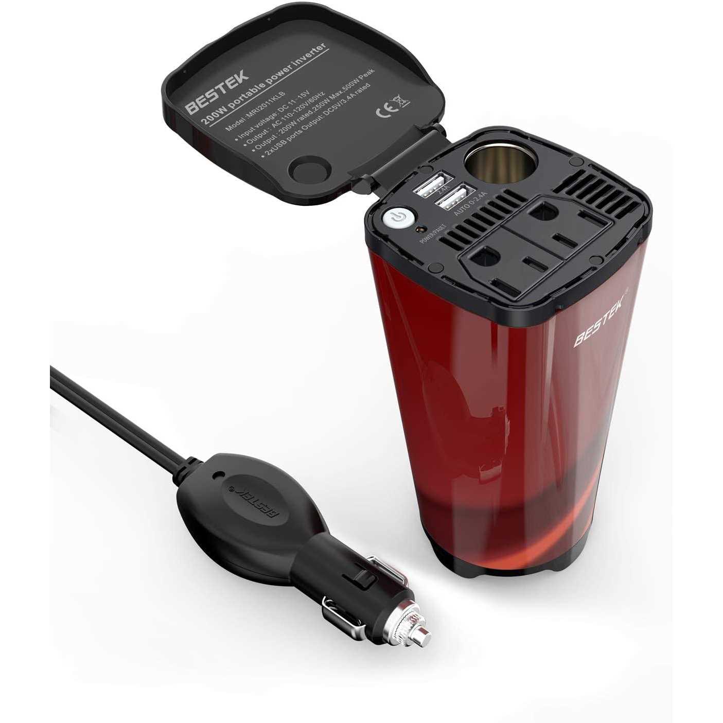 BESTEK 200w Power Inverter for Car with 2 AC Outlets and 4.5a Dual USB Ports Car Power Inverter Adapter with Car Cigarette Lighter Socket - Cheap Fitting
