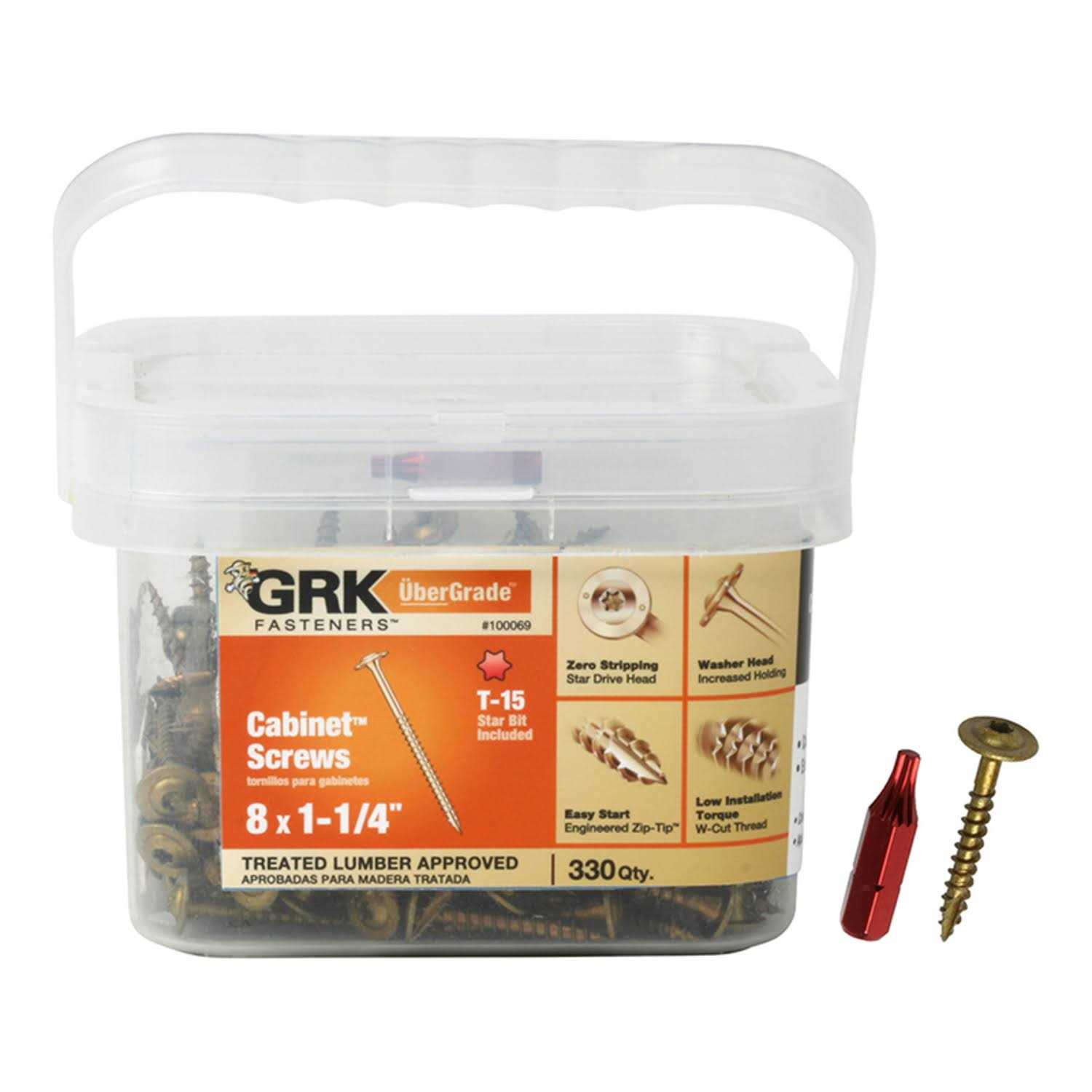 Itw Brands Grk Fasteners Ubergrade No. 8 S X 1-1/4 in. L Star Cabinet Screws 330 pk - Cheap Fitting
