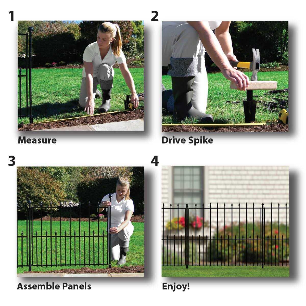 dopadeals Grand Empire 3-ft H x 4-ft W Powder-coated Steel Pressed-point Decorative Fence Panel 504018 - Cheap Fitting