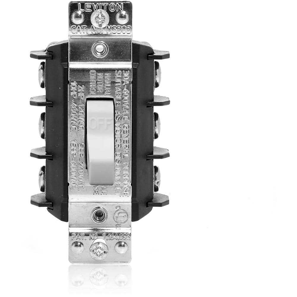 Leviton MS303-DSW 30 Amp 600 Volt Three-Pole Three Phase AC Manual Motor Controller - Cheap Fitting