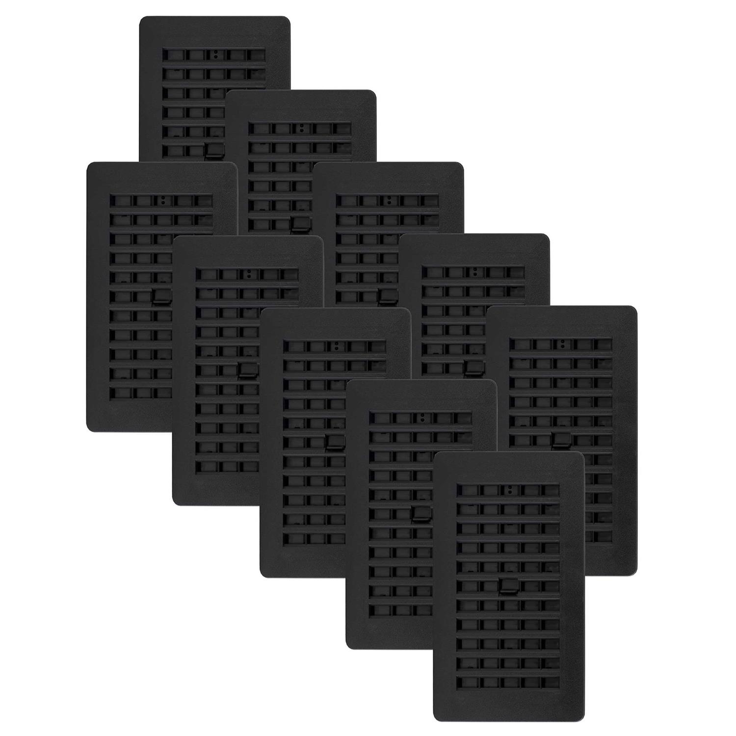 Decor Grates PL408ZIP-BLK-10 Louvered Plastic Floor Register - Cheap Fitting