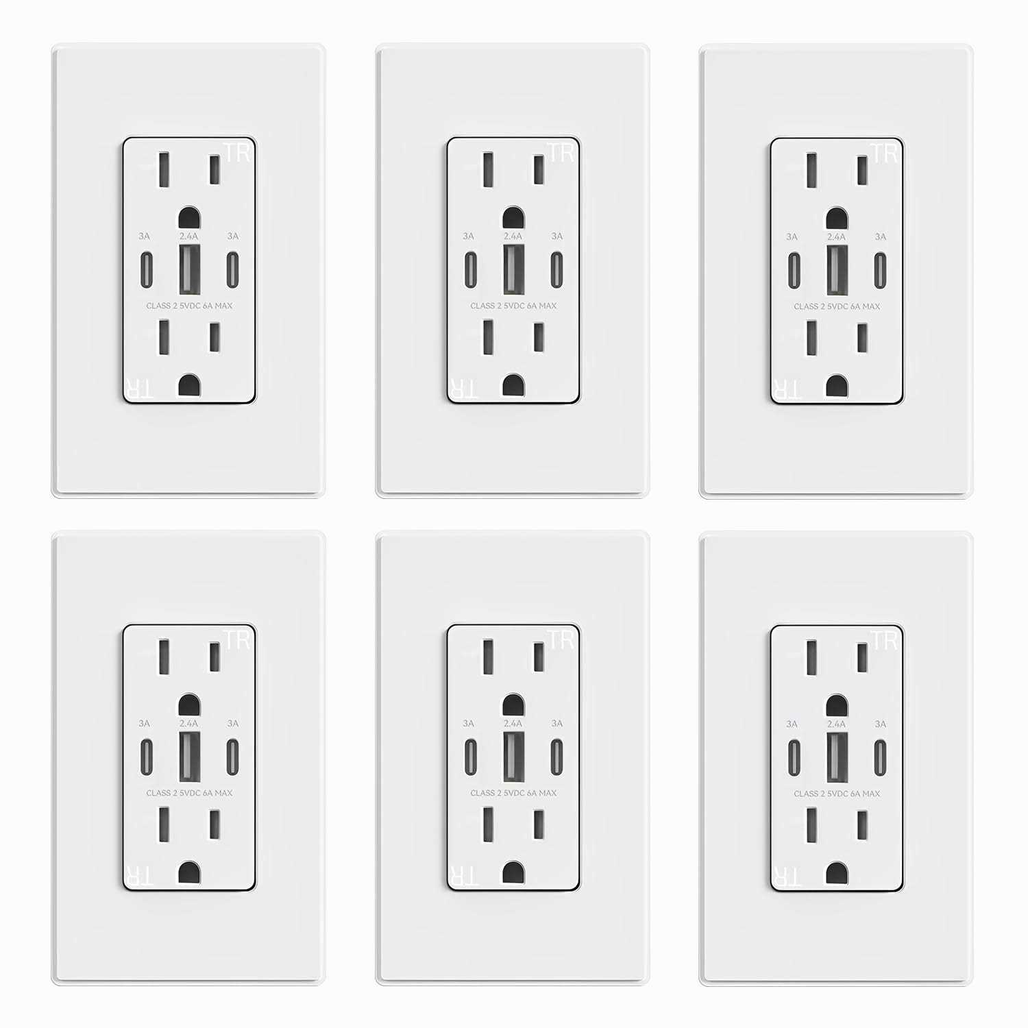 ELEGRP USB Outlets Receptacles 3-Port USB C Wall Outlet 30W USB Outlet - Cheap Fitting