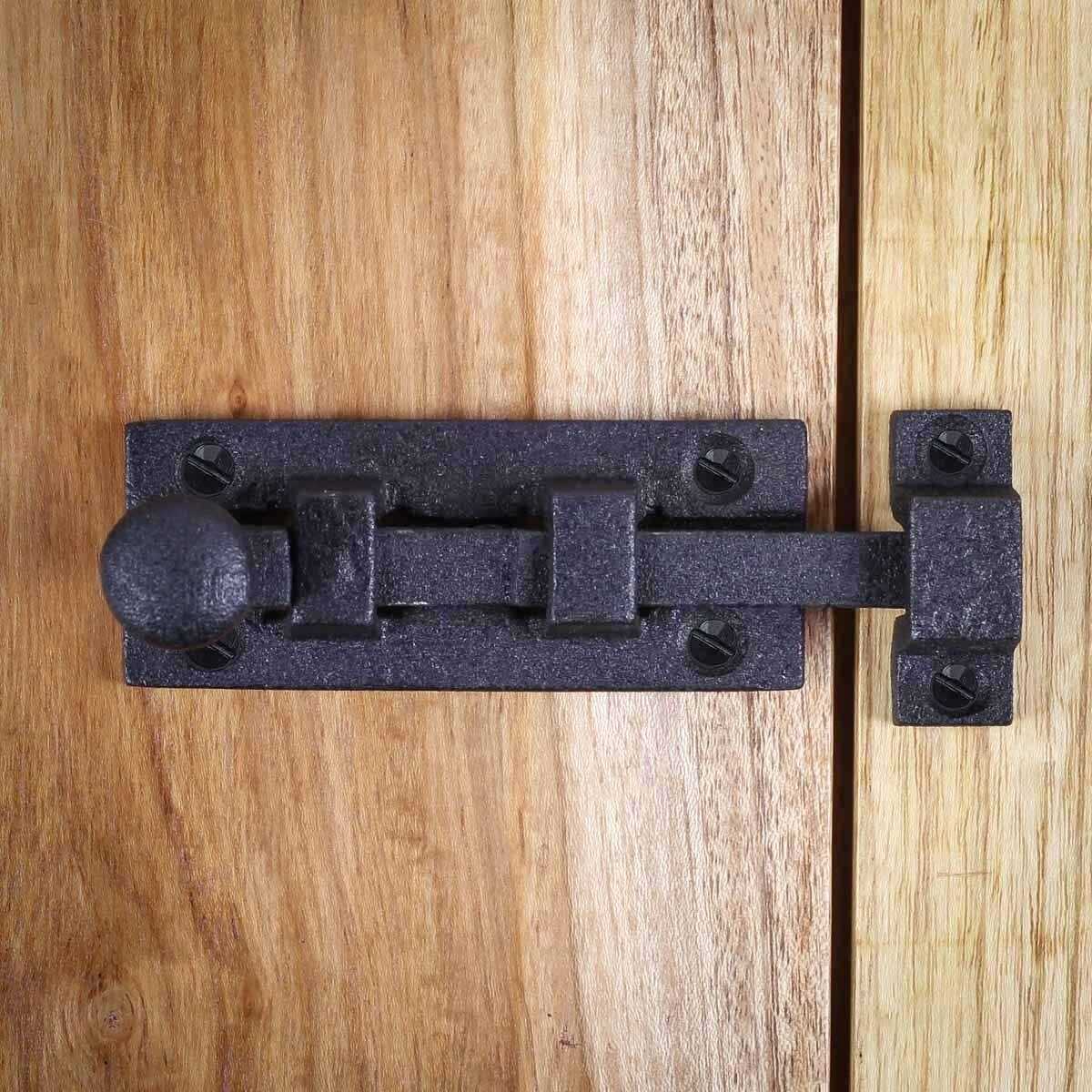 Black Wrought Iron Slide Bolt 3.5 Wide Rustproof Finish Renovators Supply - Cheap Fitting
