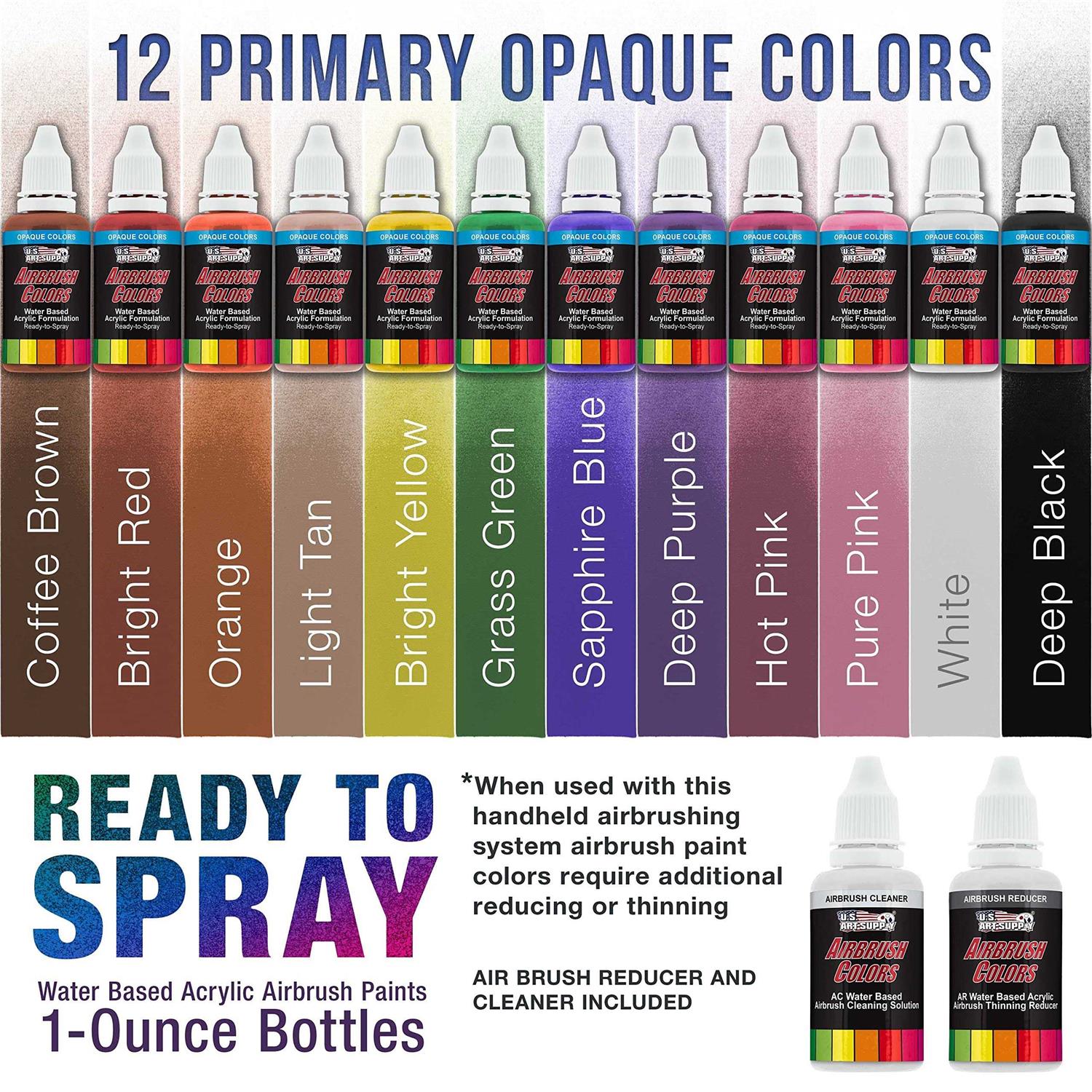 Master Airbrush Powerful Cordless Handheld Acrylic Paint Airbrushing System Primary Opaque Paint Colors - Cheap Fitting