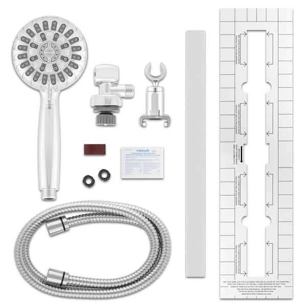 Waterpik 4 in. Chrome Round Handheld Shower Head Slide Rail 7-Spray Power Pulse - Cheap Fitting