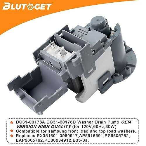Blutoget NEW UPGRADE DC31-00178A PX3516-01 Washer Drain Pump Motor Fit for Samsung Washer WF56H9110CW/A 2-01 - Cheap Fitting