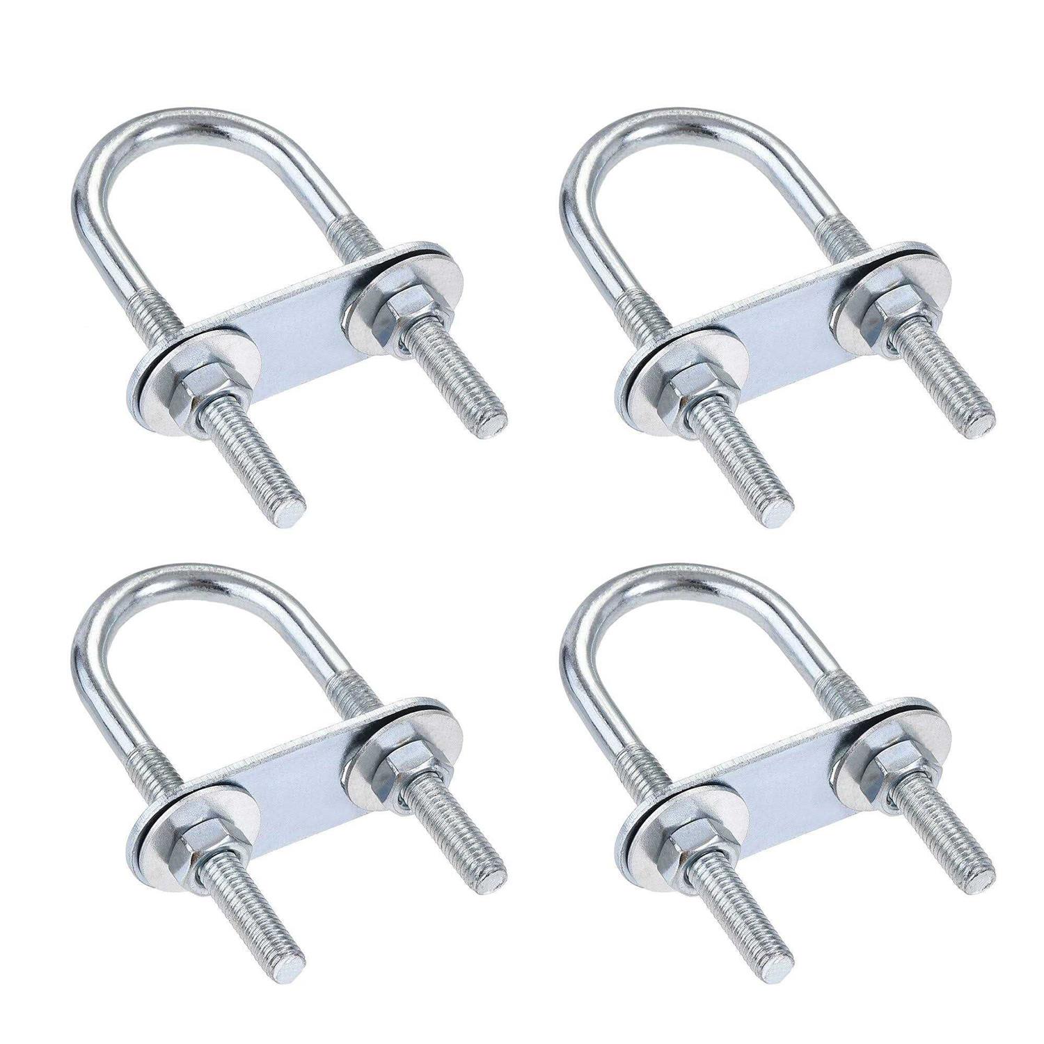 Uxcell Round U-Bolt 25mm Inner Width 70mm Length Steel M6 with Nut Plate Washer 4 Sets - Cheap Fitting