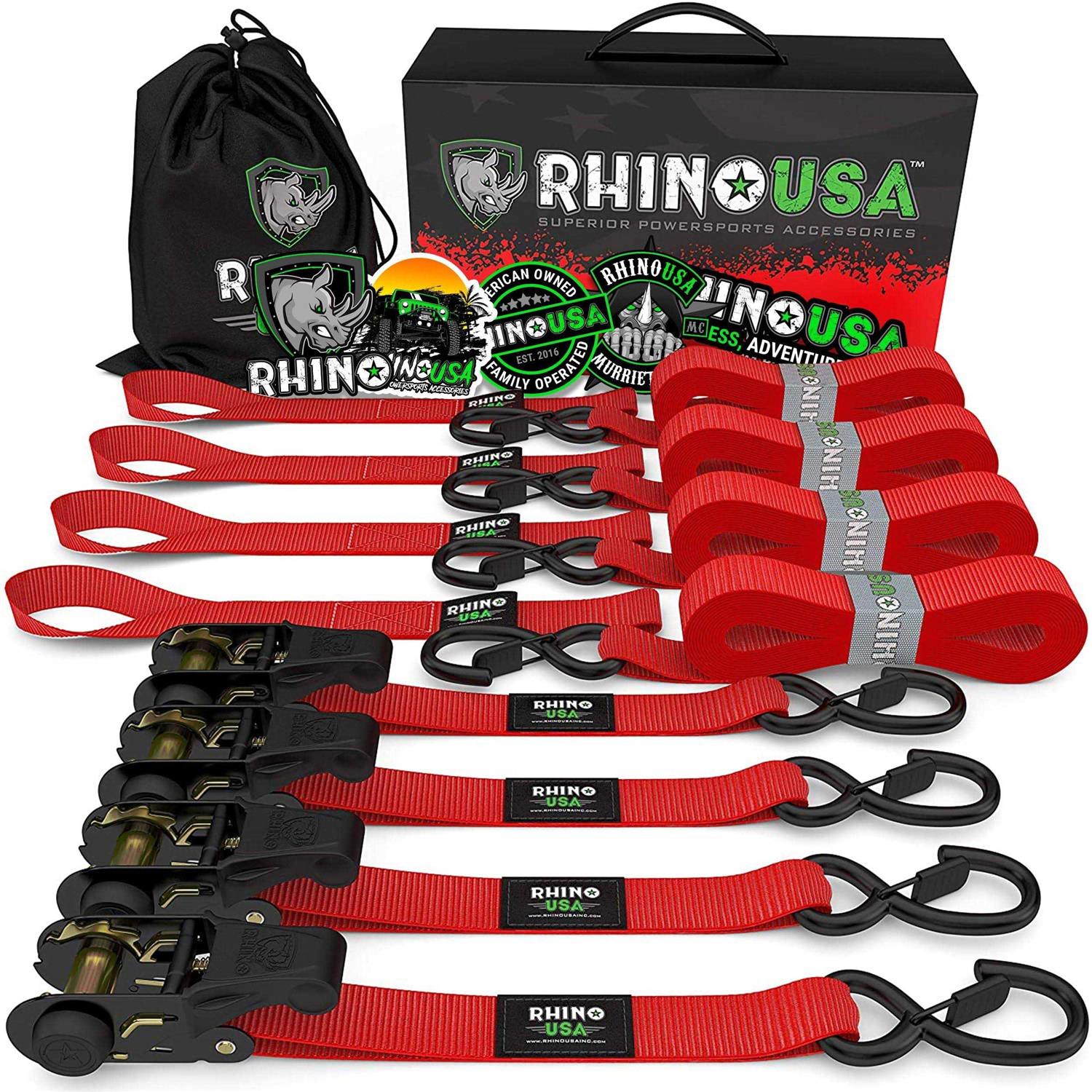 Rhino USA 1 inch x 15′ HD Ratchet Tie-Down Set - Cheap Fitting