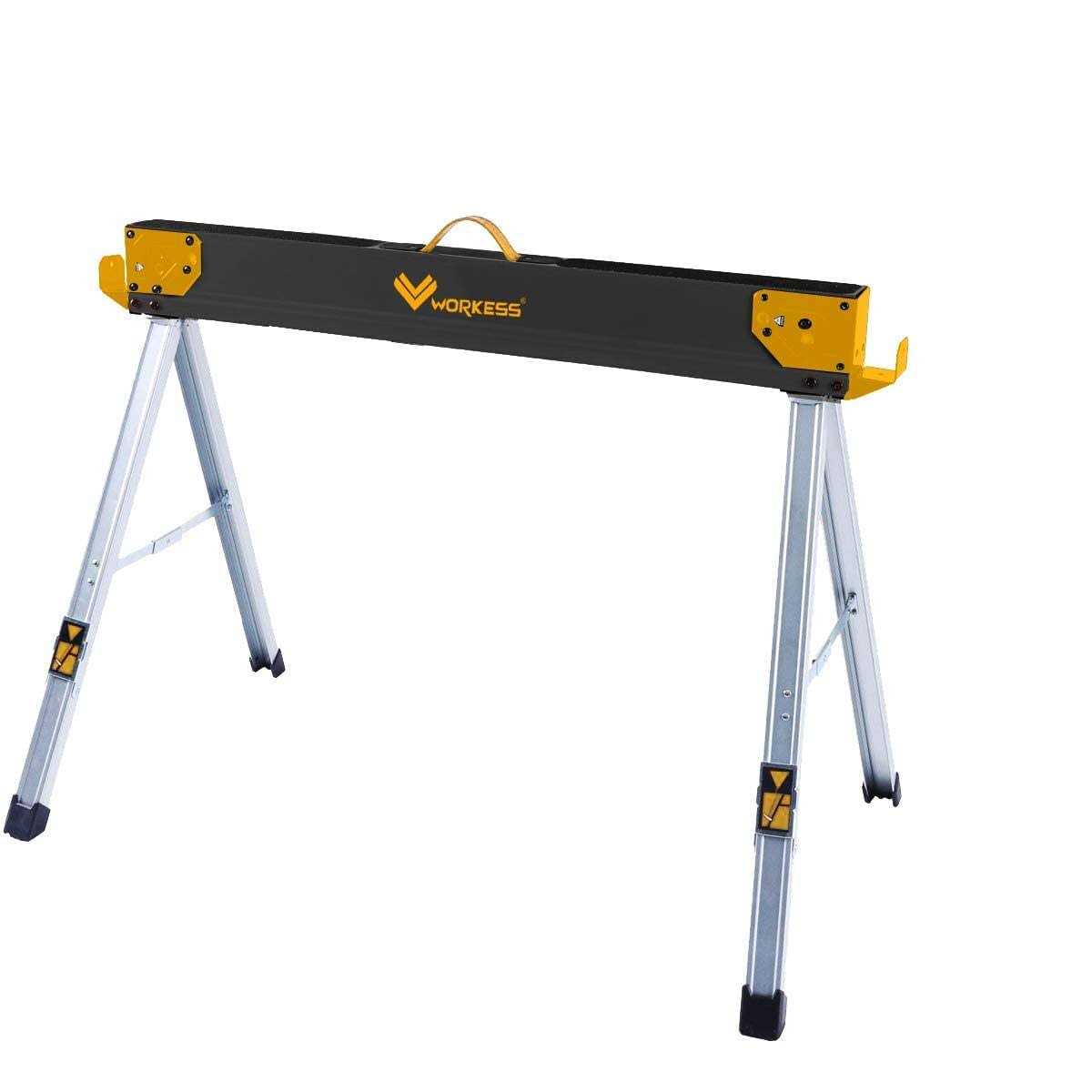 WORKESS Saw Horses 2 Pack Folding, Heavy Duty Sawhorse Table 2600 Lbs Load Capacity with 2×4 Support Legs, Portable Folding and Fast Open Legs and - Cheap Fitting