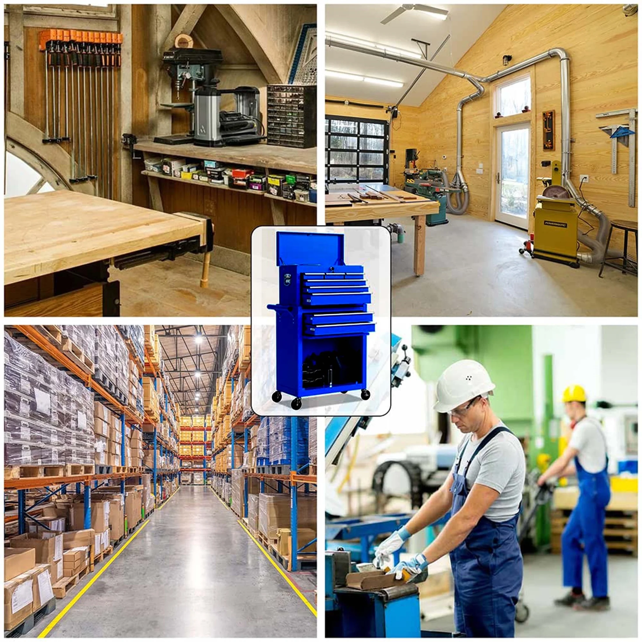 Aukfa Tool Chest, 2 in 1 Steel Rolling Tool Box & Cabinet On Wheels for Garage, 8-Drawer, Blue - Cheap Fitting