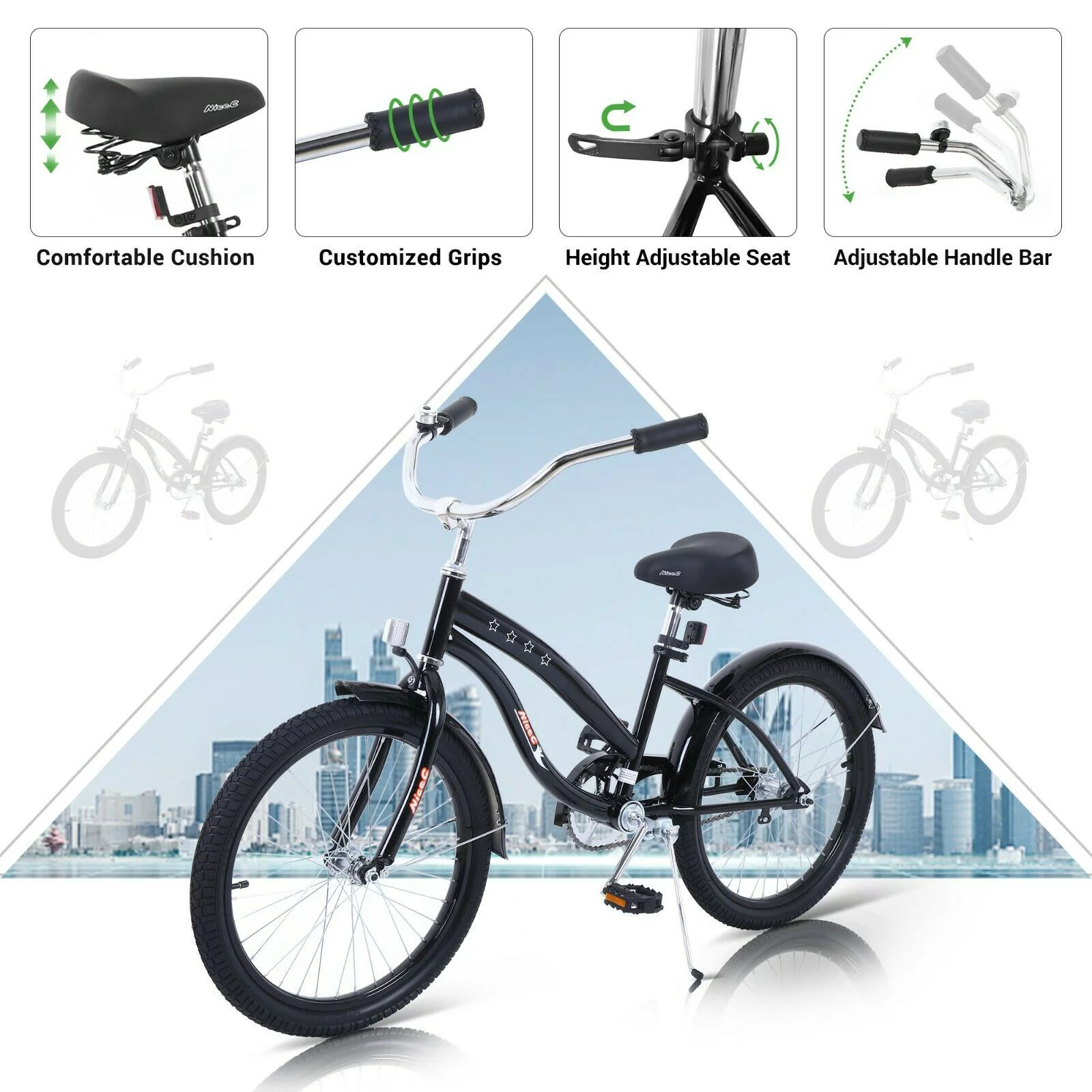 Nice C Kids Bike with Coaster Brake and Training Wheels, Boys Girls 12 14 16 18 20 inch (12 inch Black) - Cheap Fitting