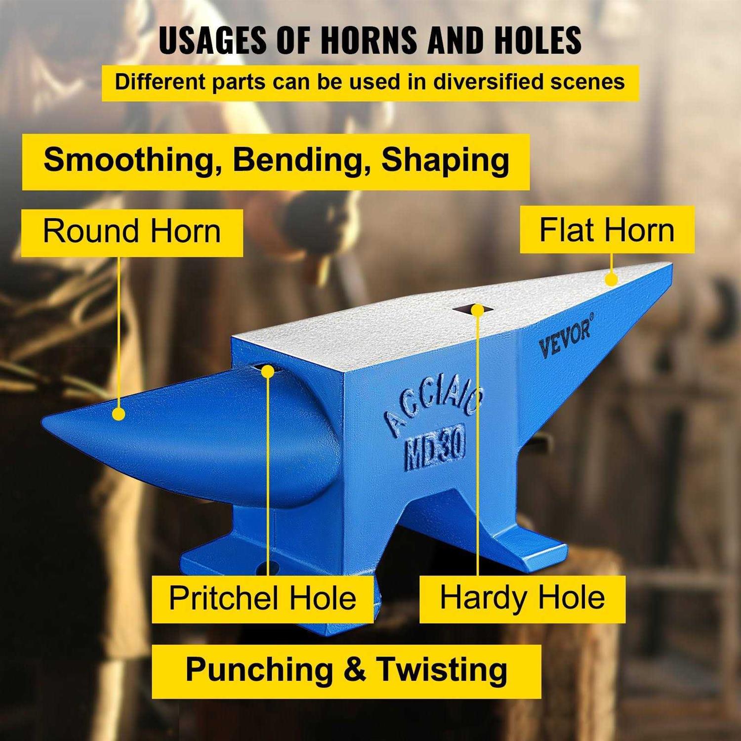 VEVOR Round Horn 66 Lb Blacksmith Cast Steel Anvil Rugged Metal Work Heavy Duty 30KGGZ00000000001V0 - Cheap Fitting