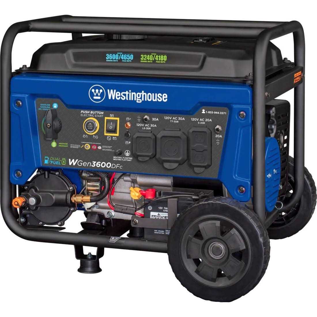 Westinghouse 4650 Watt Dual Fuel Portable Generator Remote Electric Start WGEN3600DFC - Cheap Fitting