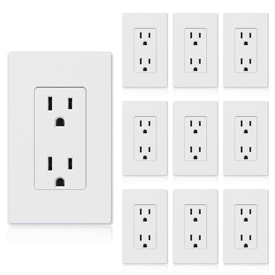 ELEGRP Decorator 15 Amp 125-Volt Residential Grade Self Grounding Duplex Outlet ESR003A-0110SWP - Cheap Fitting