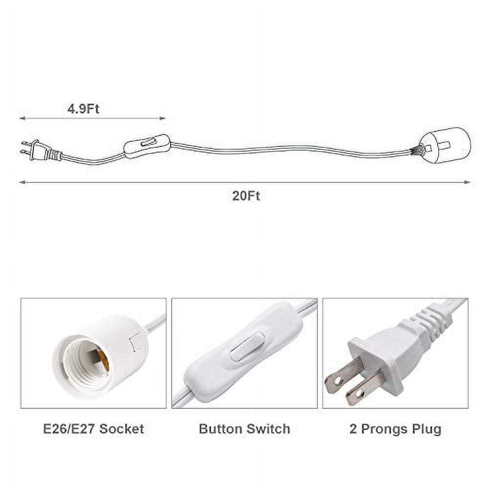 Jackyled Extension Hanging Lantern Cord Cable UL 360w with E26 E27 Socket On/Off Button Pendant Lighting - Cheap Fitting