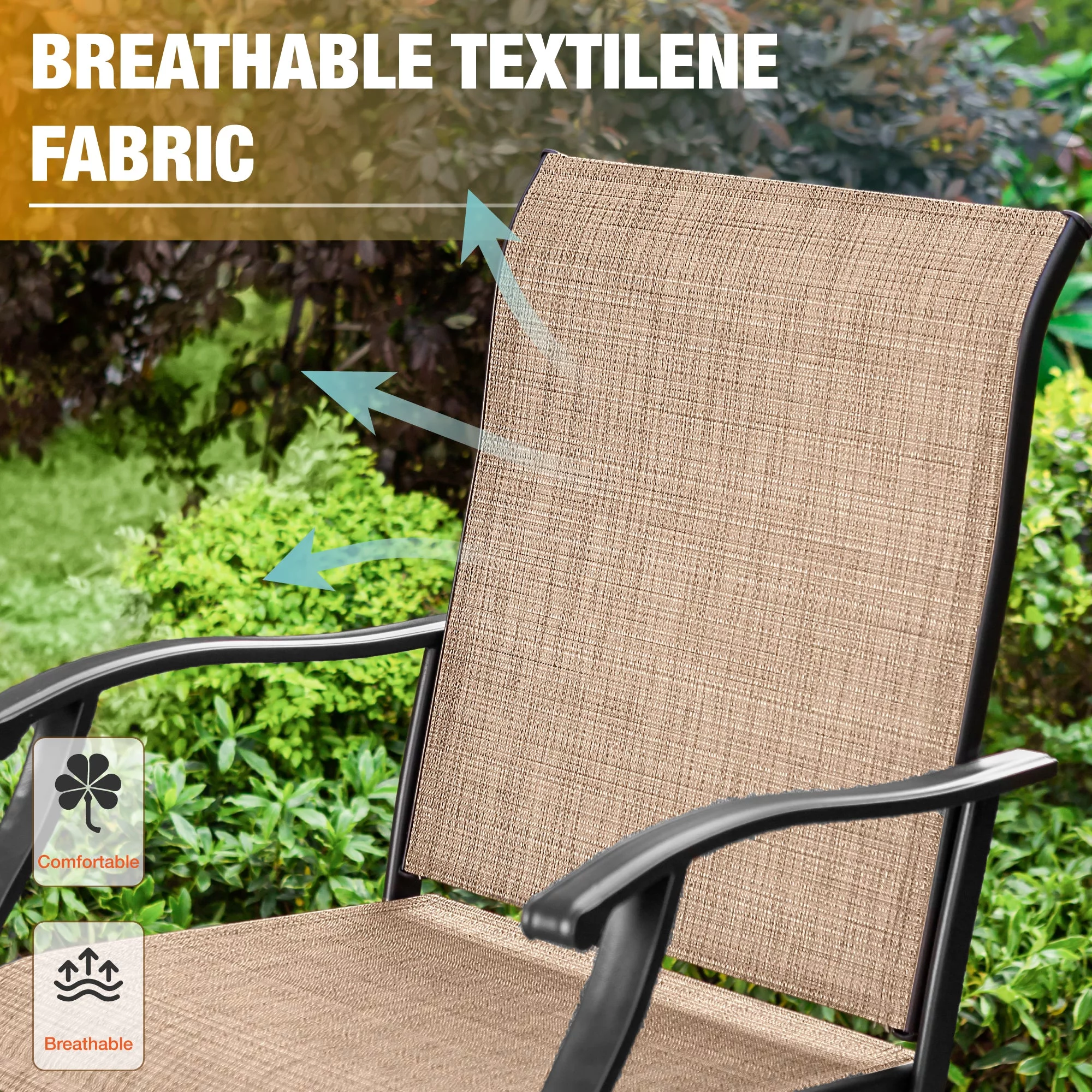 Summit Living Outdoor Swivel Barstools Set of 2,Metal Frame Height Chairs,Black&Brown - Cheap Fitting