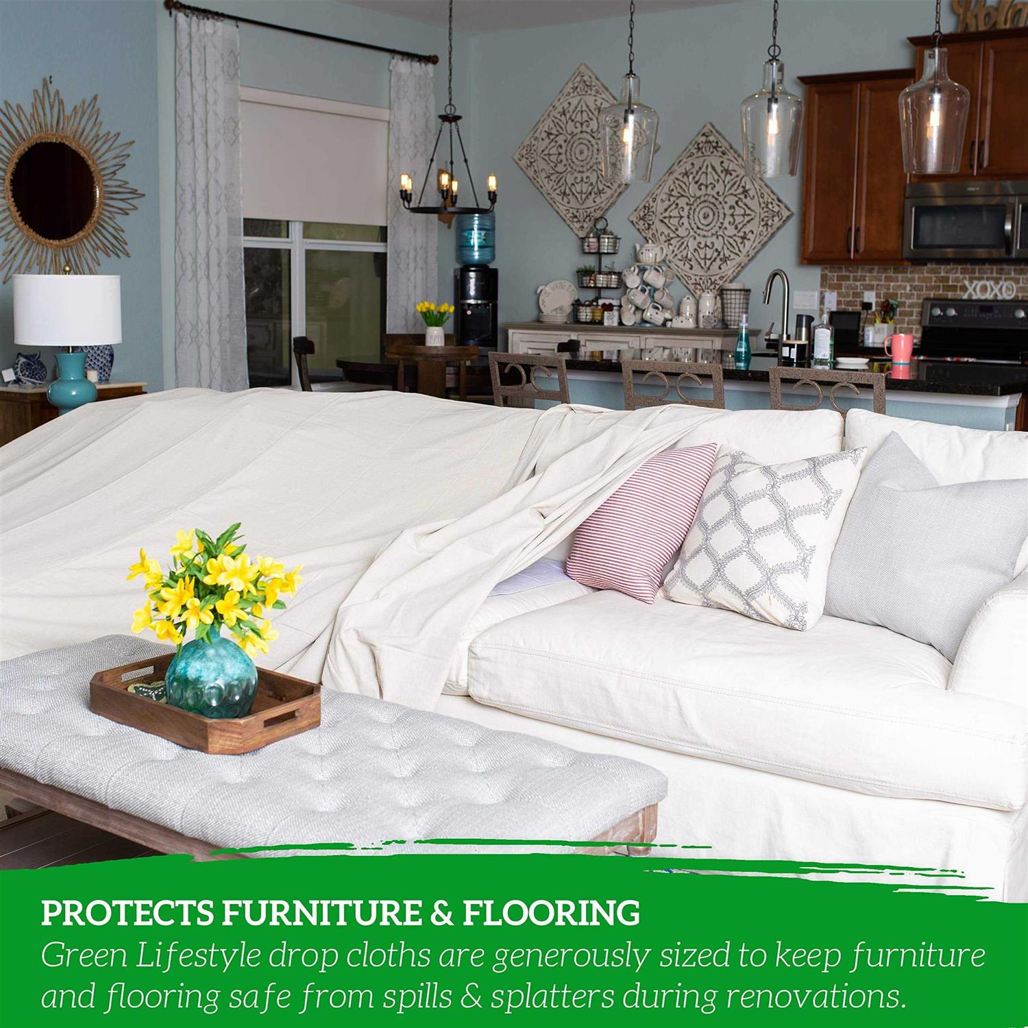 Green Lifestyle All Purpose Canvas Drop Cloth Canvas Tarp Canvas Fabric Drop Cloth Curtains - Cheap Fitting