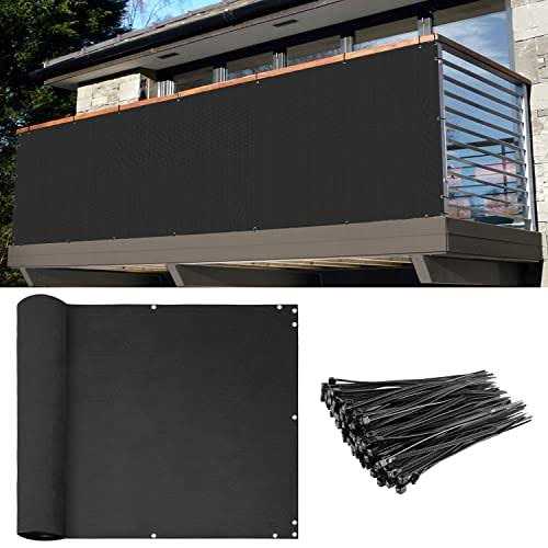 E&K Sunrise 3′ x Balcony Privacy Fence Screen Cover with Zip Ties Outdoor Screen Fence UV Protection for Deck Patio Backyard Apartment Pool - Cheap Fitting