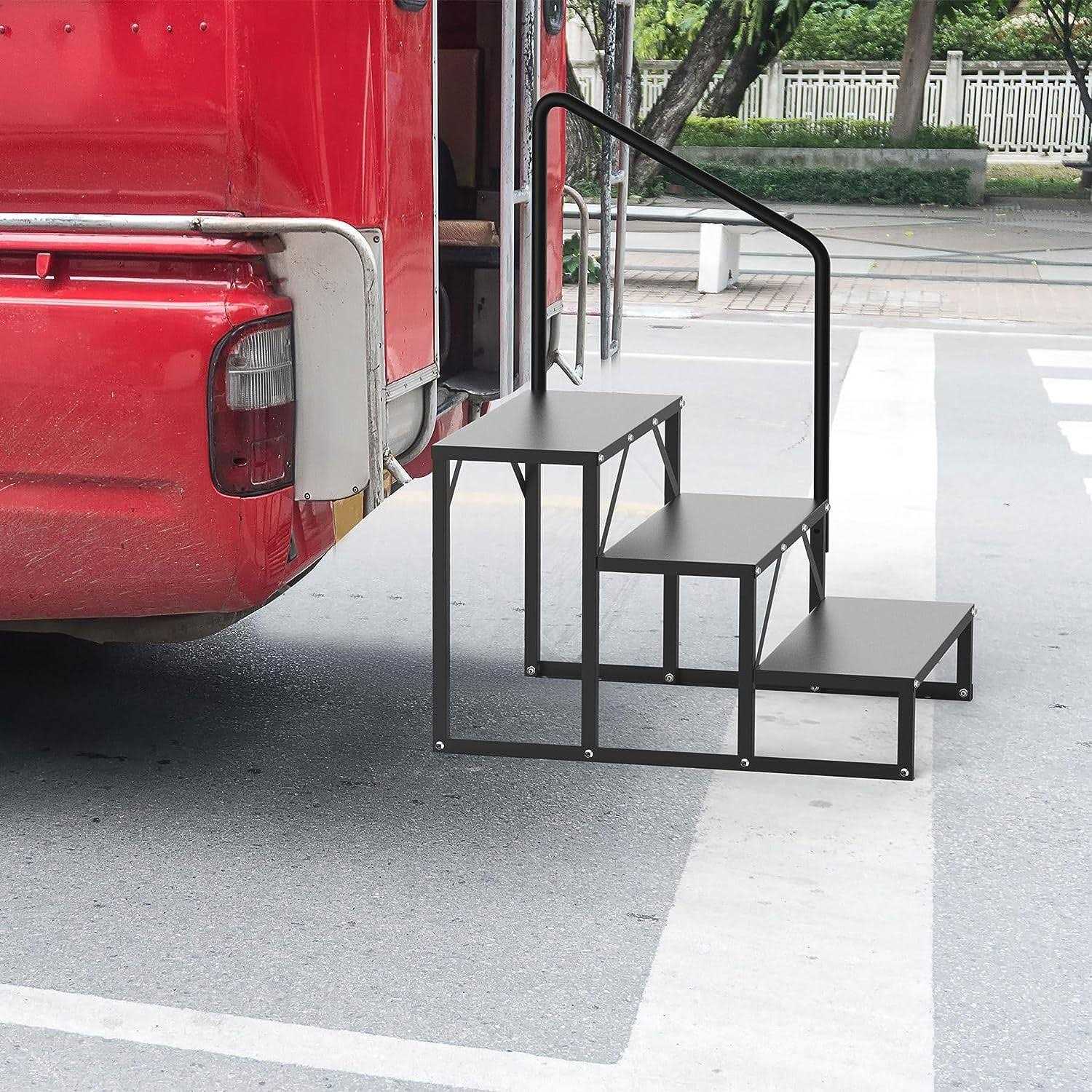 SCARIU RV Steps with Handrail Hot Tub Steps with Handrail,3 Steps Mobile Home Stairs Steps Outdoor - Cheap Fitting