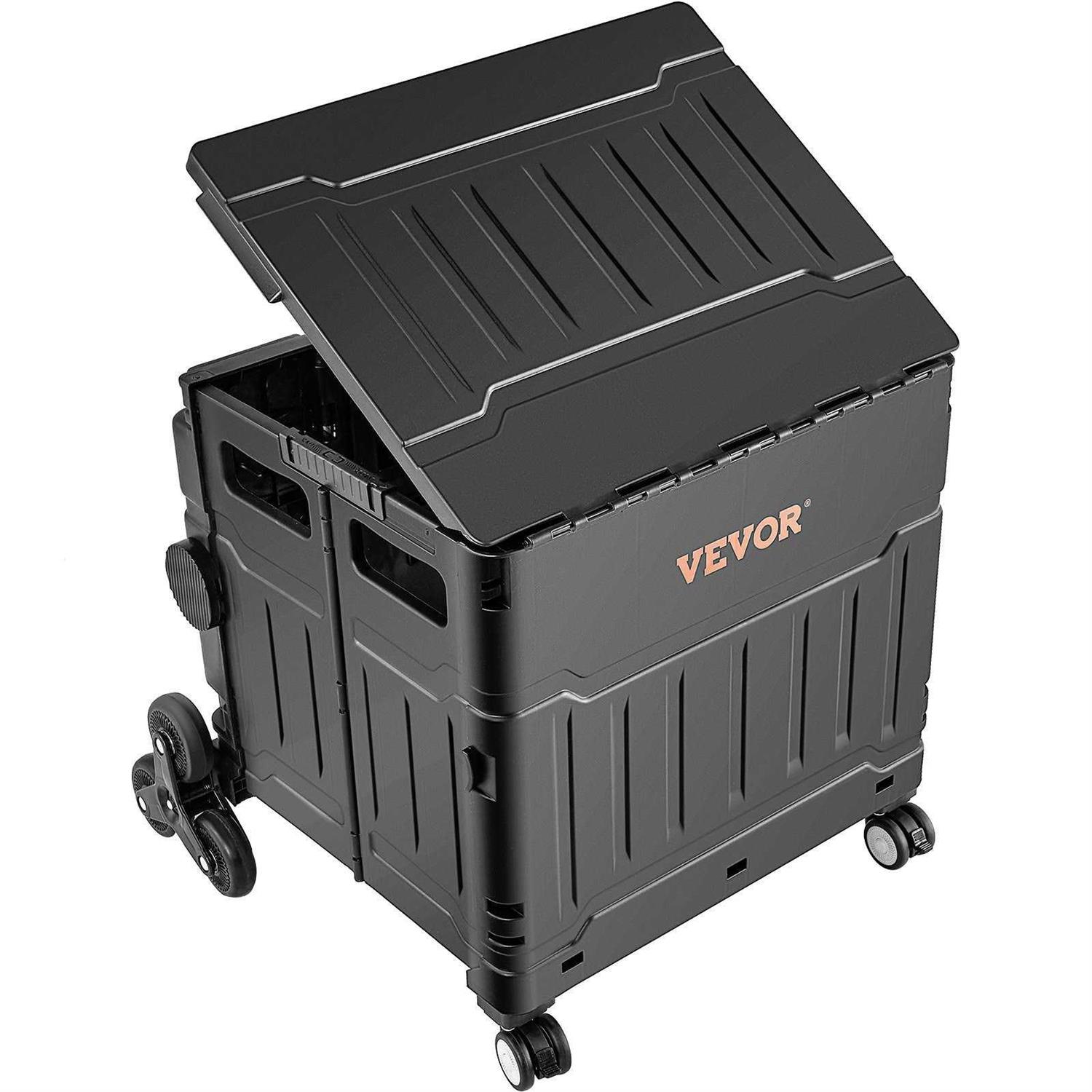 VEVOR Stair Climbing Cart 220 lbs. Load Capacity 8-Wheels Foldable Shopping Cart with Lid and Adjustable Handle - Cheap Fitting