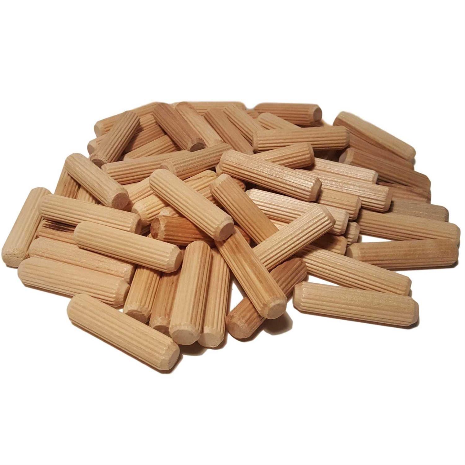 100 Pack 1 Wooden Dowel Pins Wood Kiln Dried Fluted and Beveled	100 Pack 1 Wooden Dowel Pins Wood Kiln Dried Fluted and Beveled - Cheap Fitting