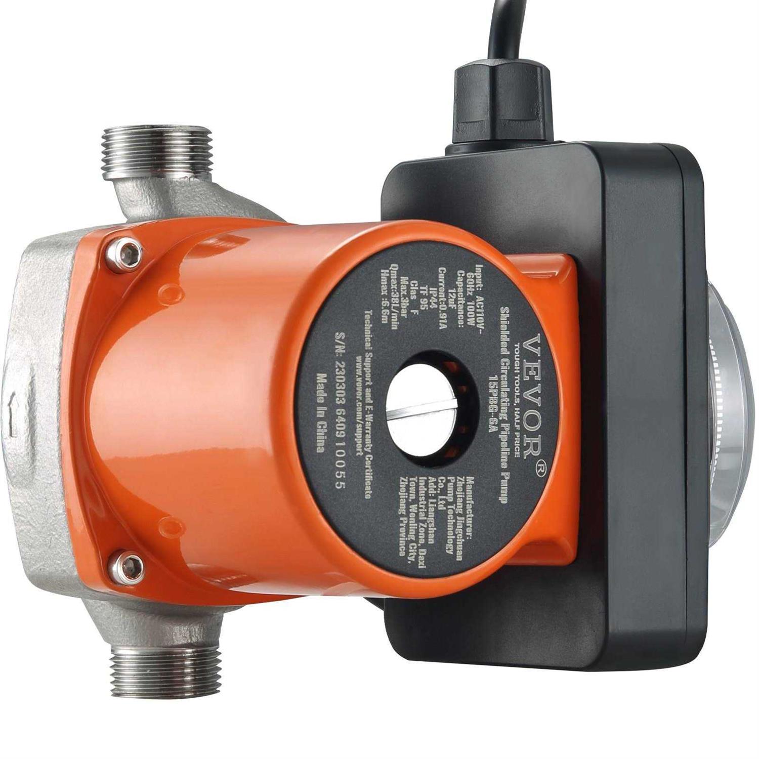 VEVOR Hot Water Recirculating Pump 100W Water Circulator Pump Auto StartClose Ultra-silent Stainless Steel Head Circulation - Cheap Fitting