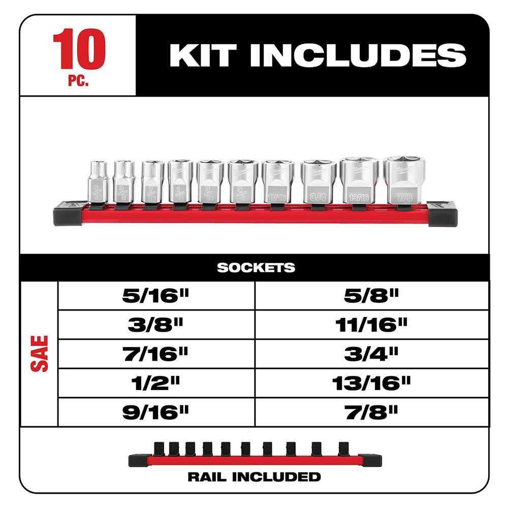 Milwaukee 48-22-9403 3/8 Drive 10pc Socket Set-SAE - Cheap Fitting