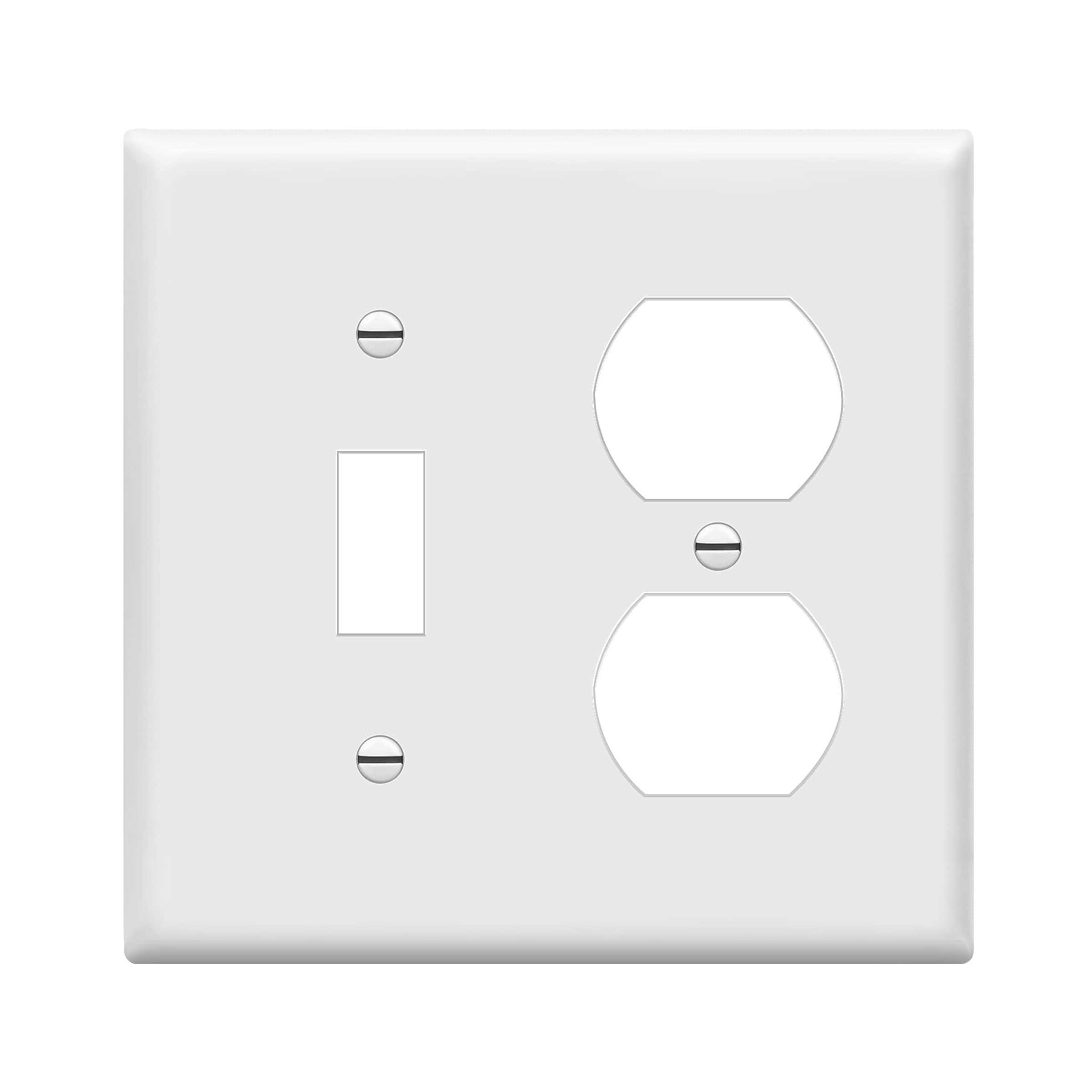 Enerlites 2-Gang Toggle Switch/Duplex Outlet Combination Wall Plate 881121-W - Cheap Fitting