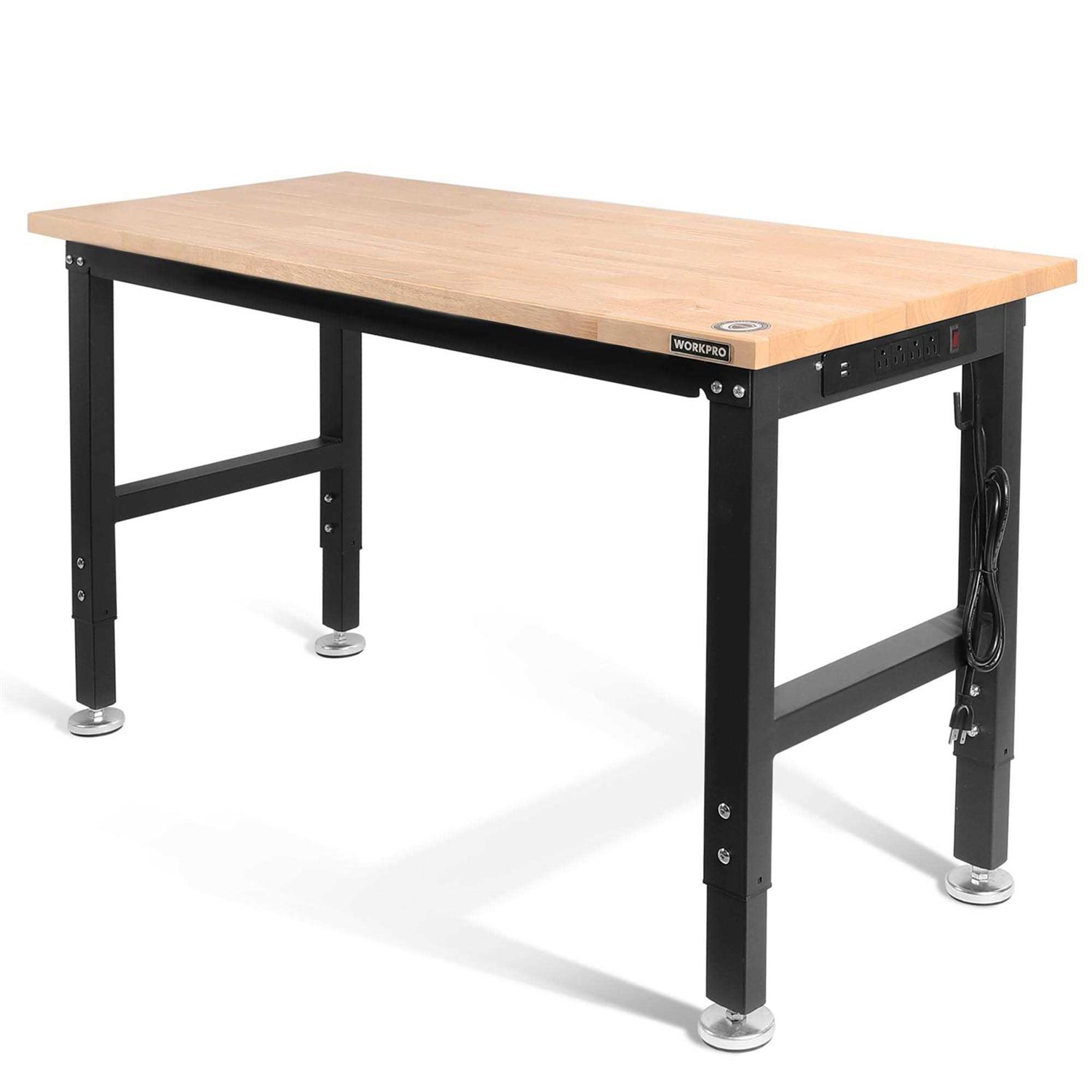 WORKPRO Adjustable Workbench Rubber Wood Top Heavy-Duty Workstation - Cheap Fitting