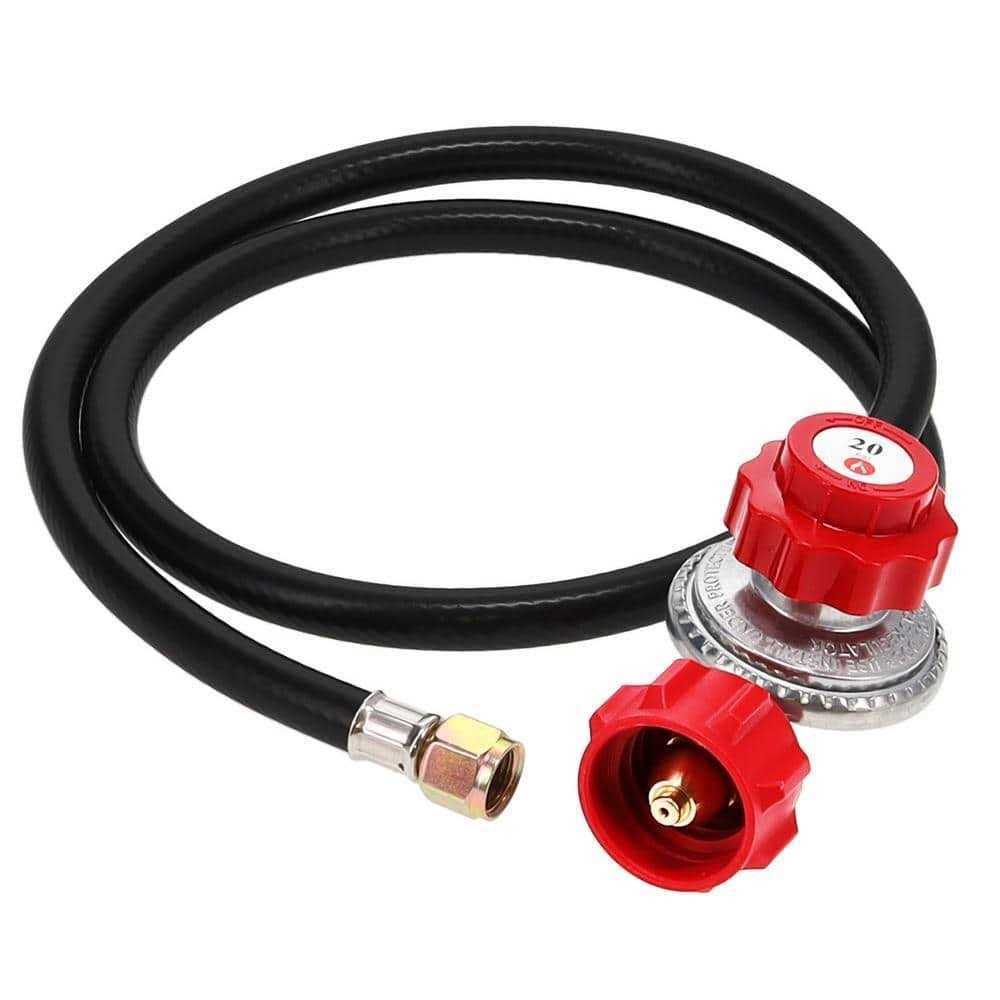 Gasone 4 ft High Pressure Propane 0-20 PSI Adjustable Regulator with Red QCC-1 Type Hose - Cheap Fitting