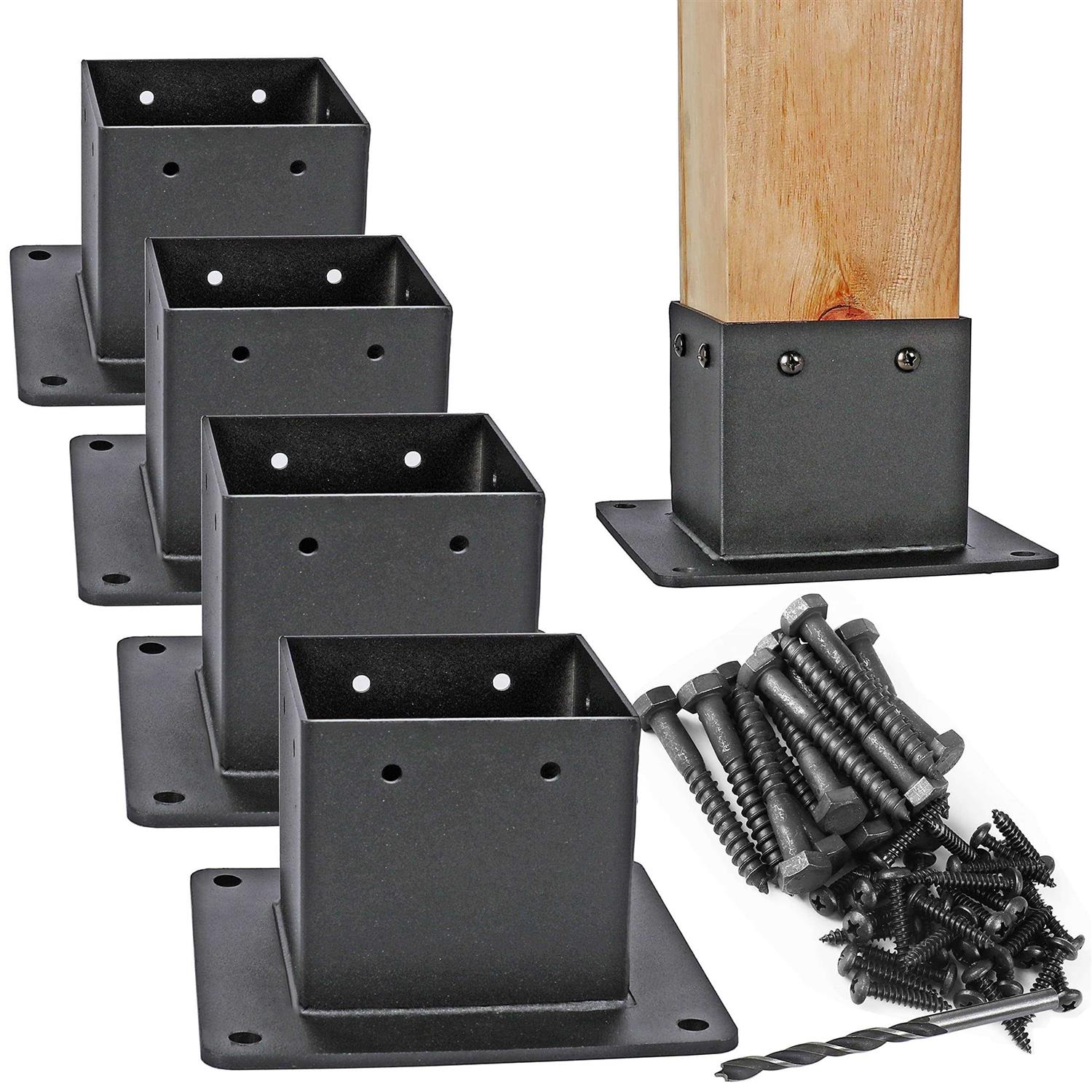 Antsky 4×4 Post Stainless Steel Flange Anchor Base with Screws for Deck Railing,Black Finish - Cheap Fitting