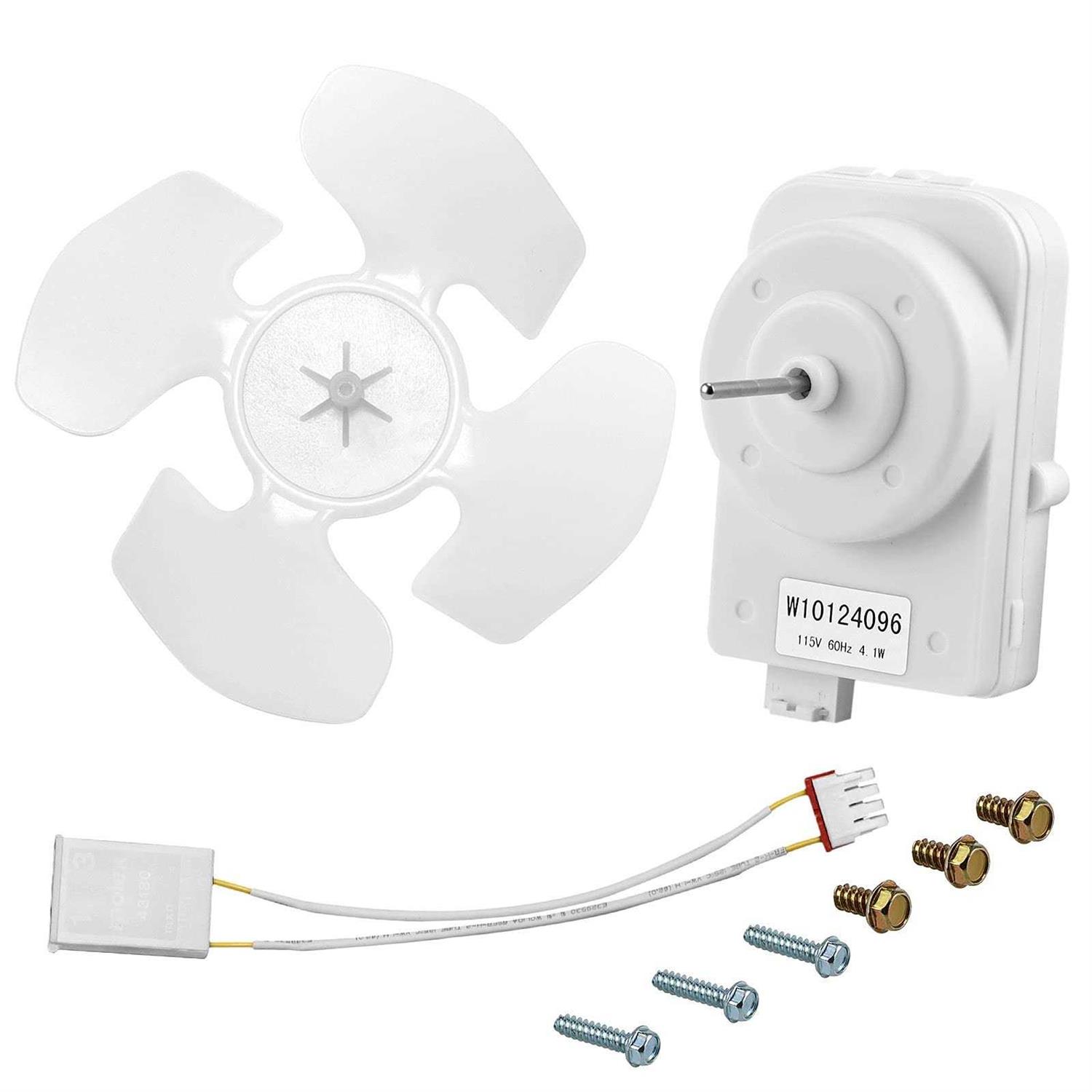 Fetechmate W10124096 Condenser Fan Motor Kit Compatible with Whirl-Pool Kitche-Naid Refrigerators Replaces Parts 2188538 2188727 W10130108 W10204250 W10509333 - Cheap Fitting