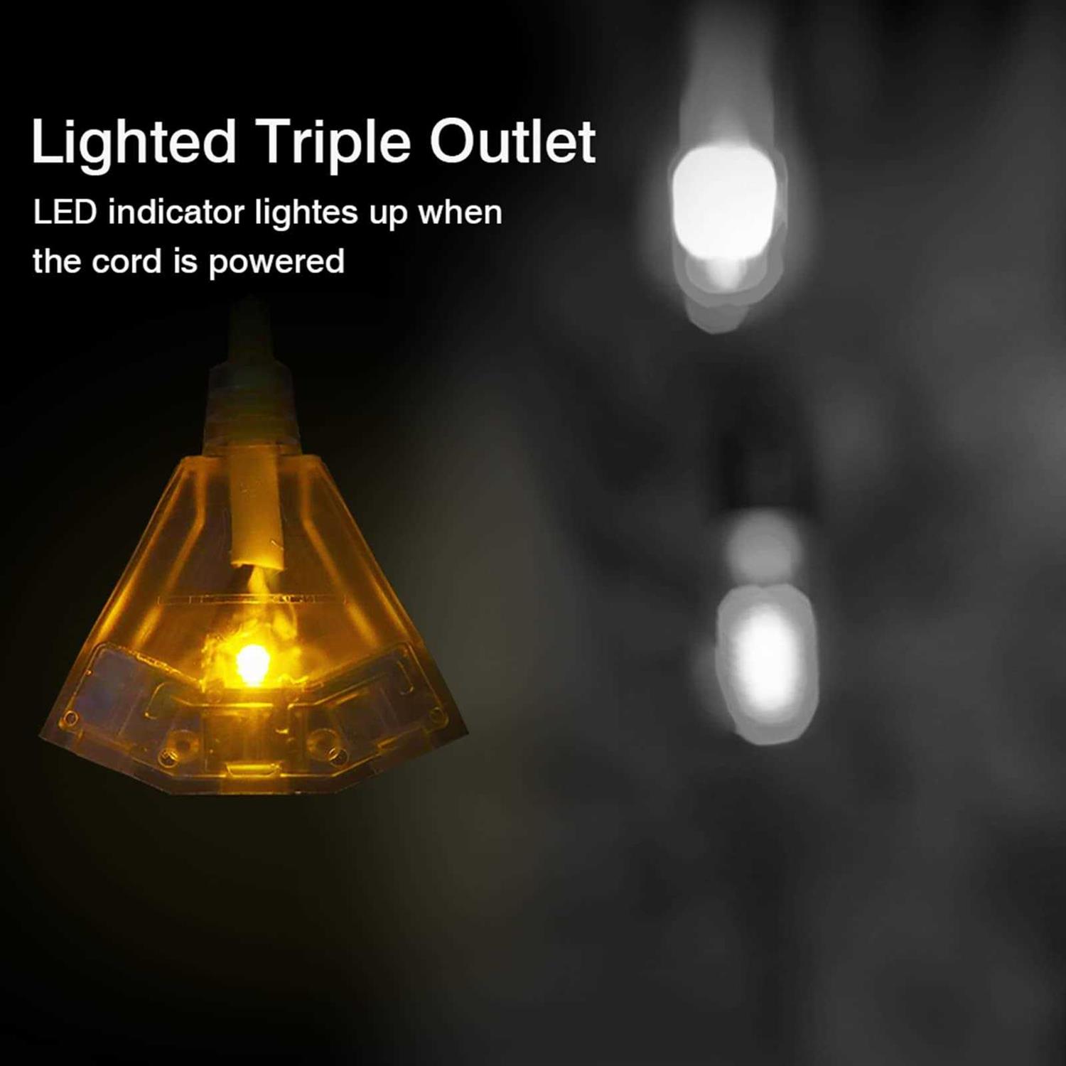 GREATIDE 3 Ft Outdoor GFCI Lighted Extension Cord with 3 Power Outlets - Cheap Fitting