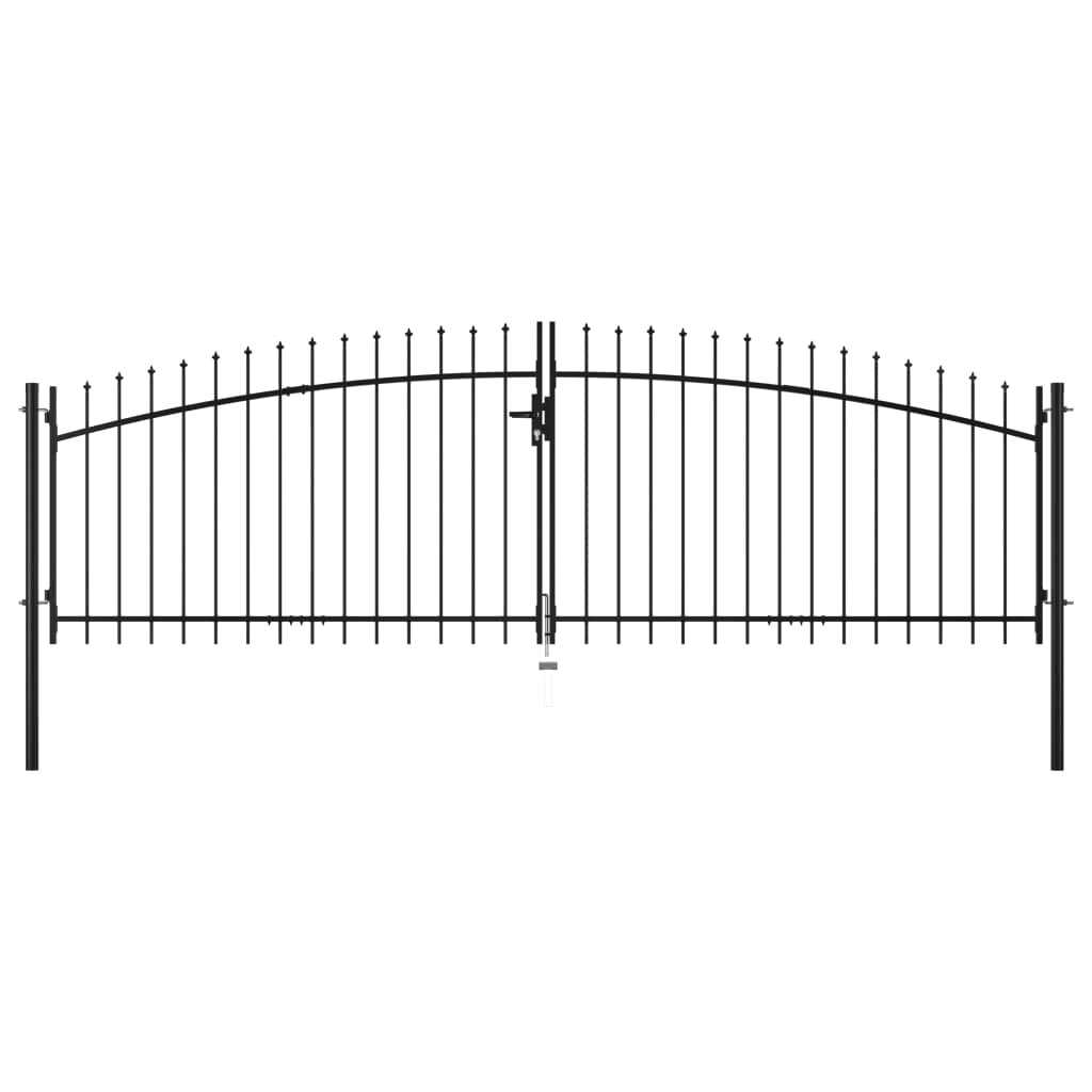 vidaXL Double Door Fence Gate with Spear Top - Cheap Fitting