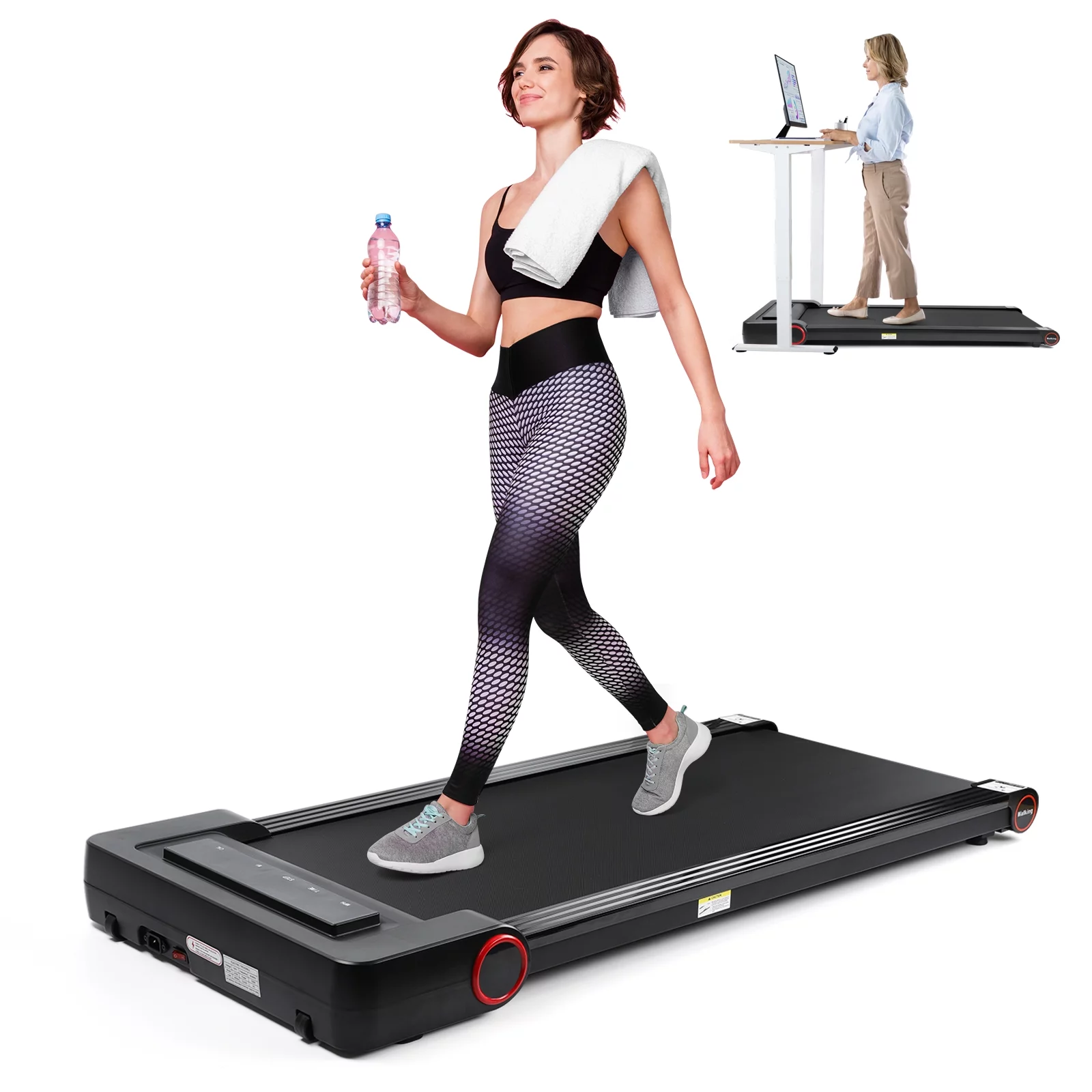 2 in 1 Under Desk Treadmill with 300lbs Weight Capacity, Portable Quiet Compact Walking Pad, Electric Treadmill for Walking and Jogging - Cheap Fitting
