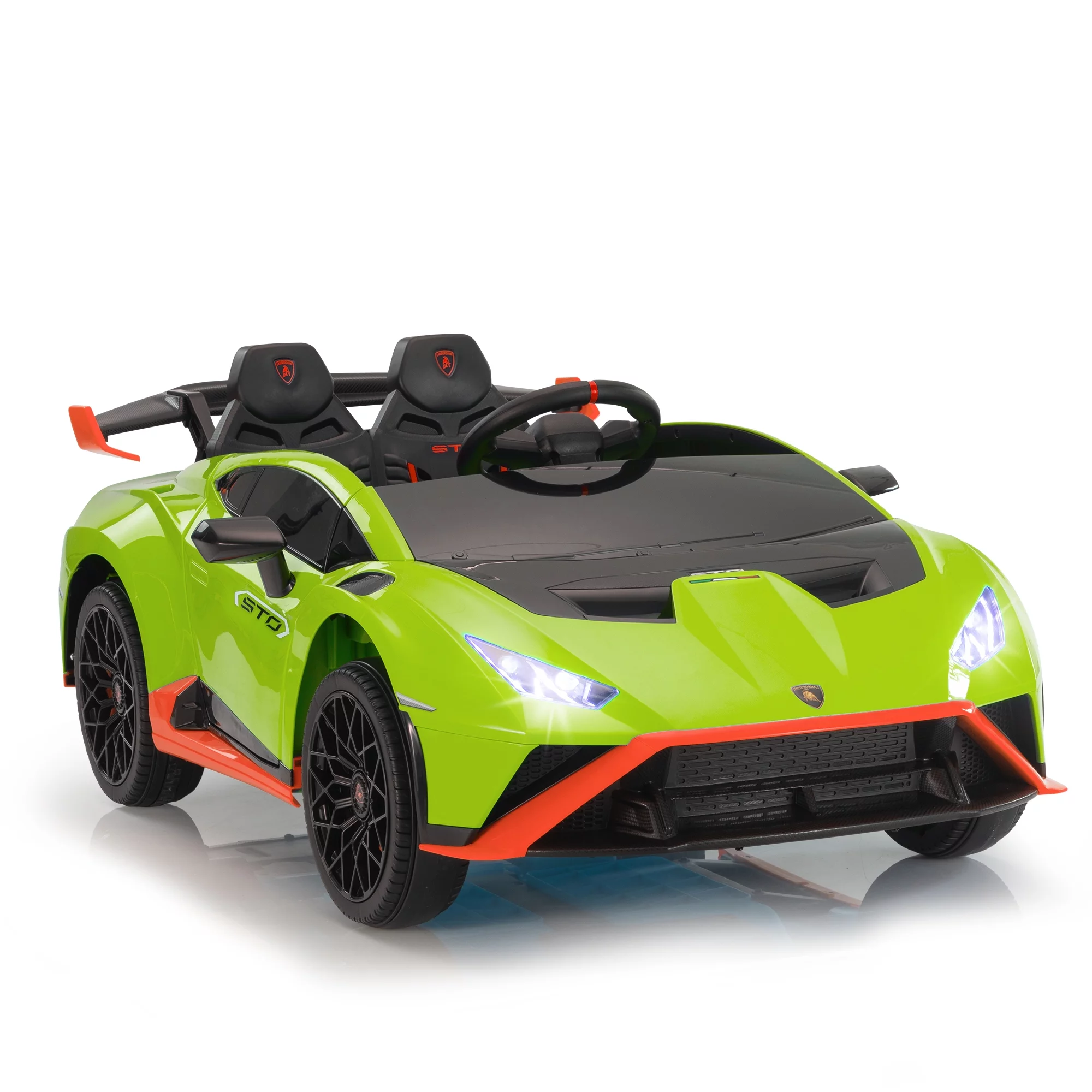 TOBBI 24V Lamborghini STO Licensed Kids Ride on Drift Car Gray Electric Car W/Remote Control LED Lights, up to 10 mph - Cheap Fitting
